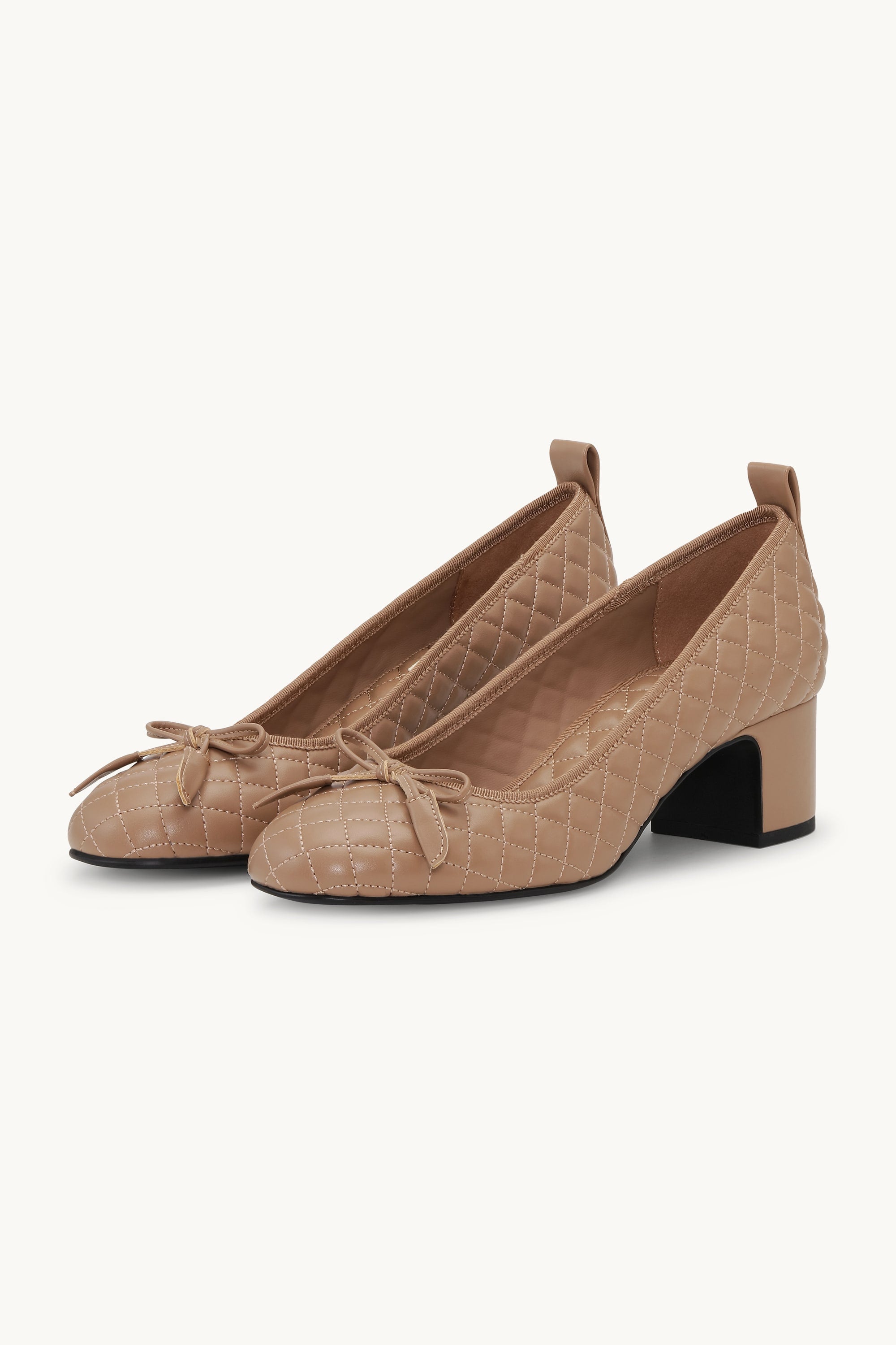 Quilted Ballerina with Heel - Clay Black