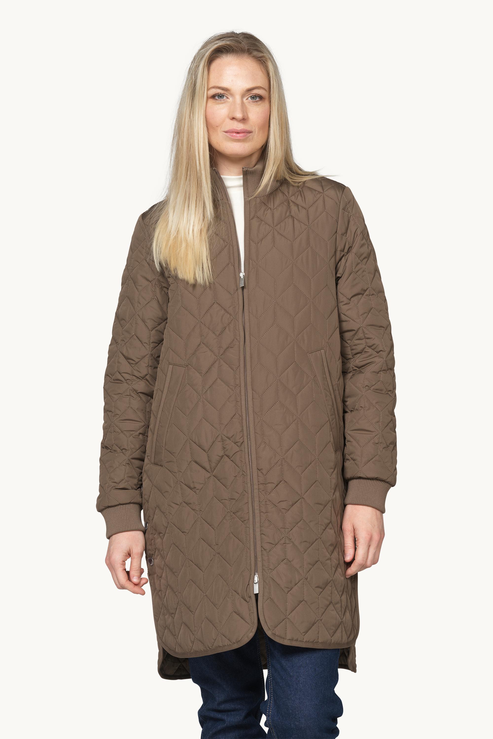 Long Padded Quilt Jacket - Mud