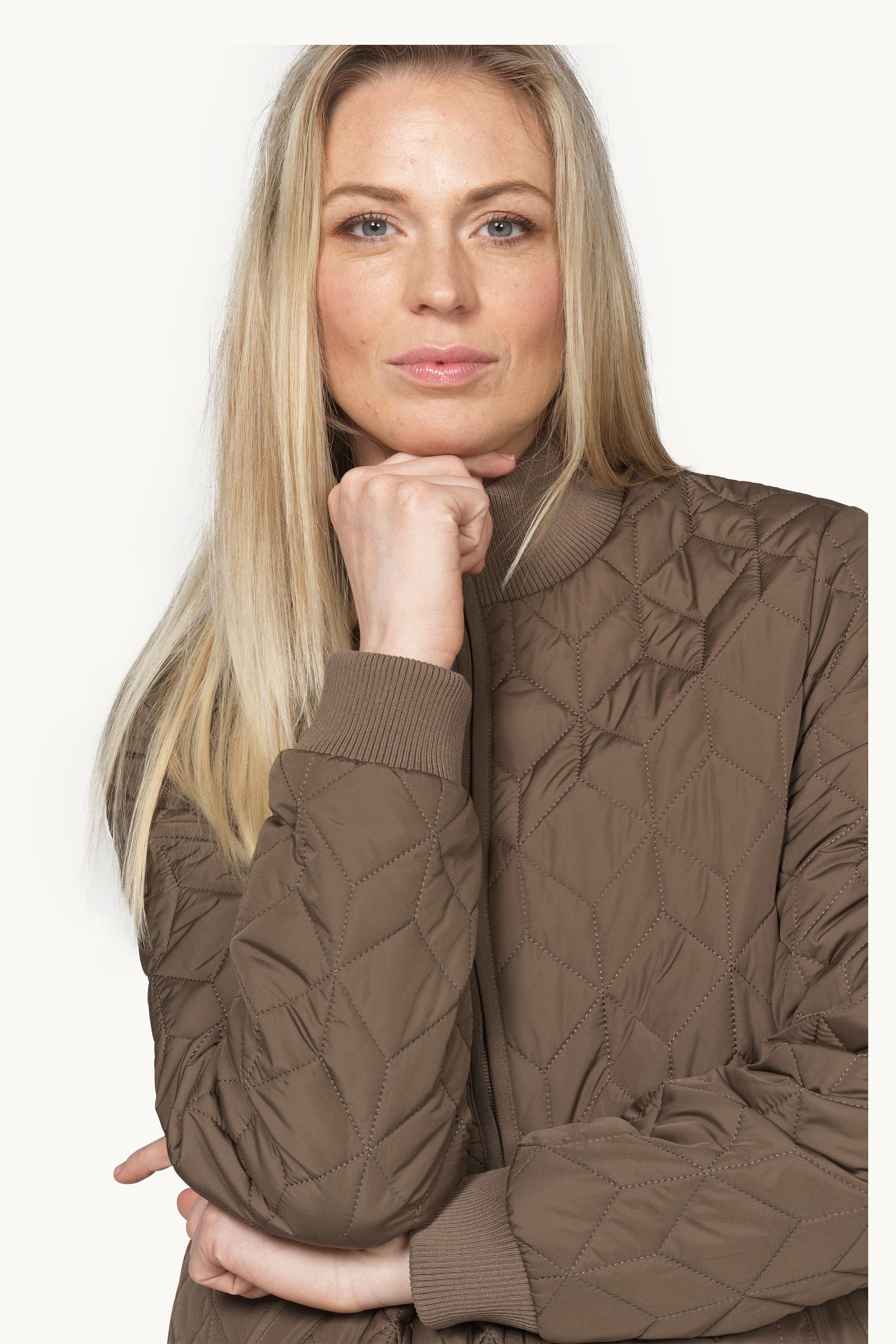 Long Padded Quilt Jacket - Mud
