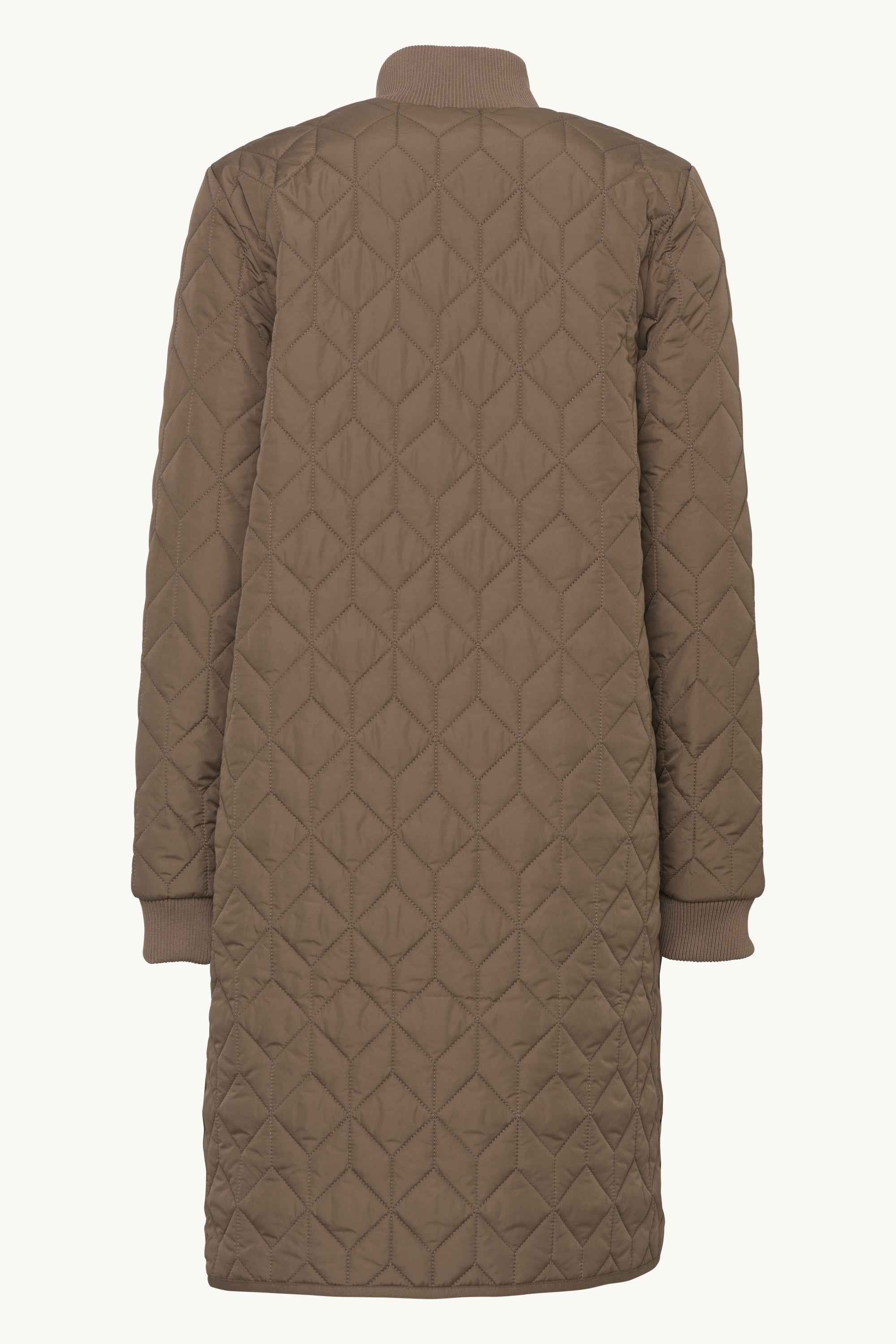 Long Padded Quilt Jacket - Mud