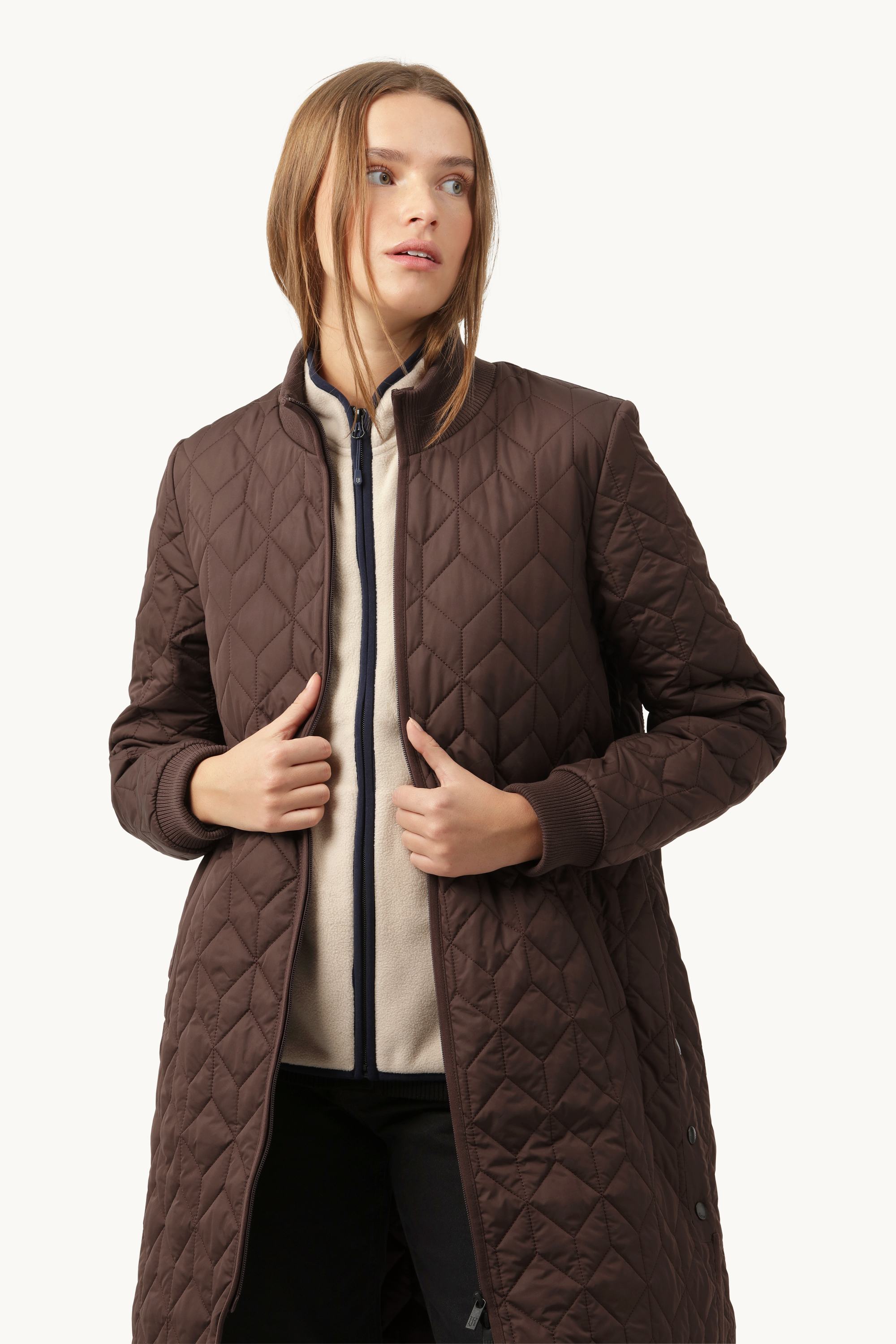 Long Padded Quilt Jacket - Ebony