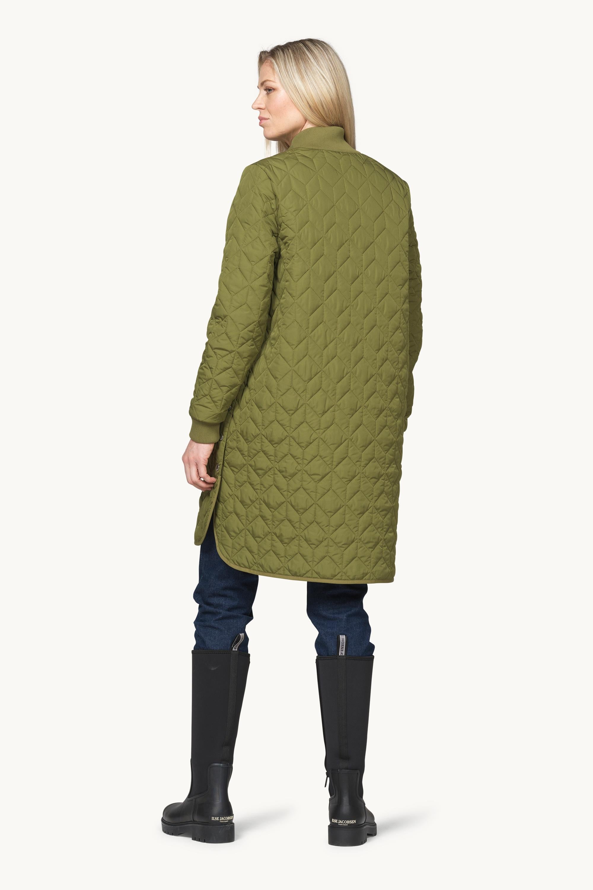 Long Padded Quilt Jacket - Sphagnum