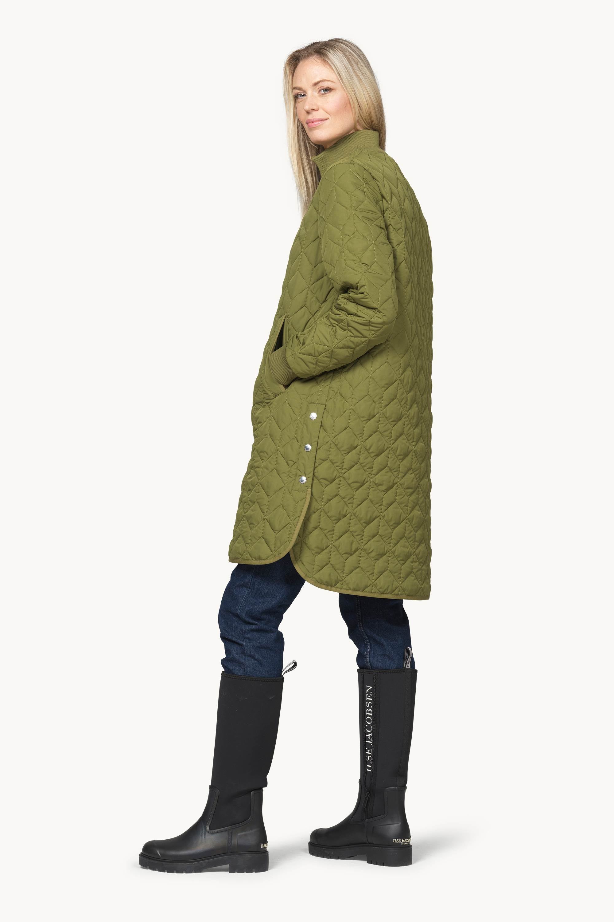 Long Padded Quilt Jacket - Sphagnum