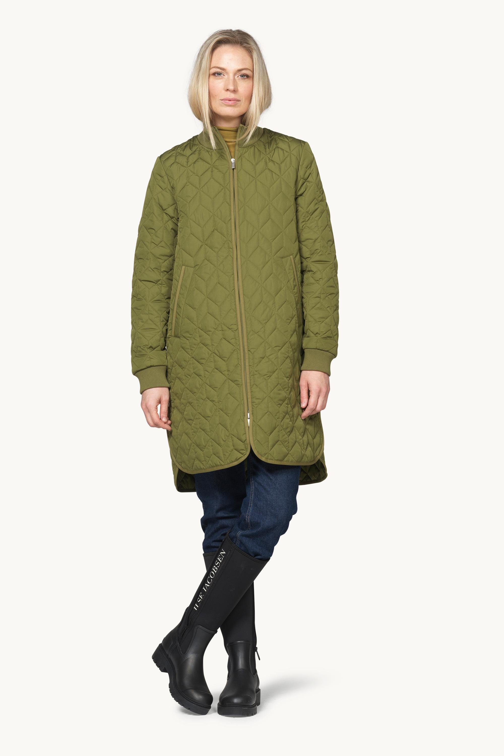 Long Padded Quilt Jacket - Sphagnum