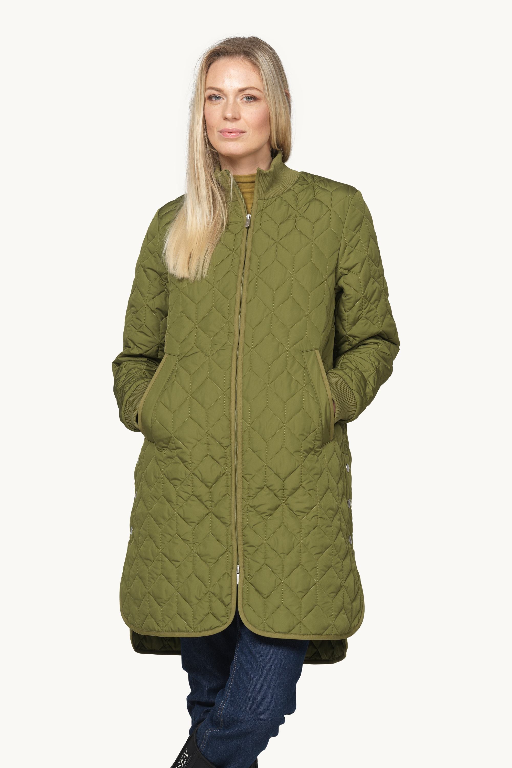 Long Padded Quilt Jacket - Sphagnum