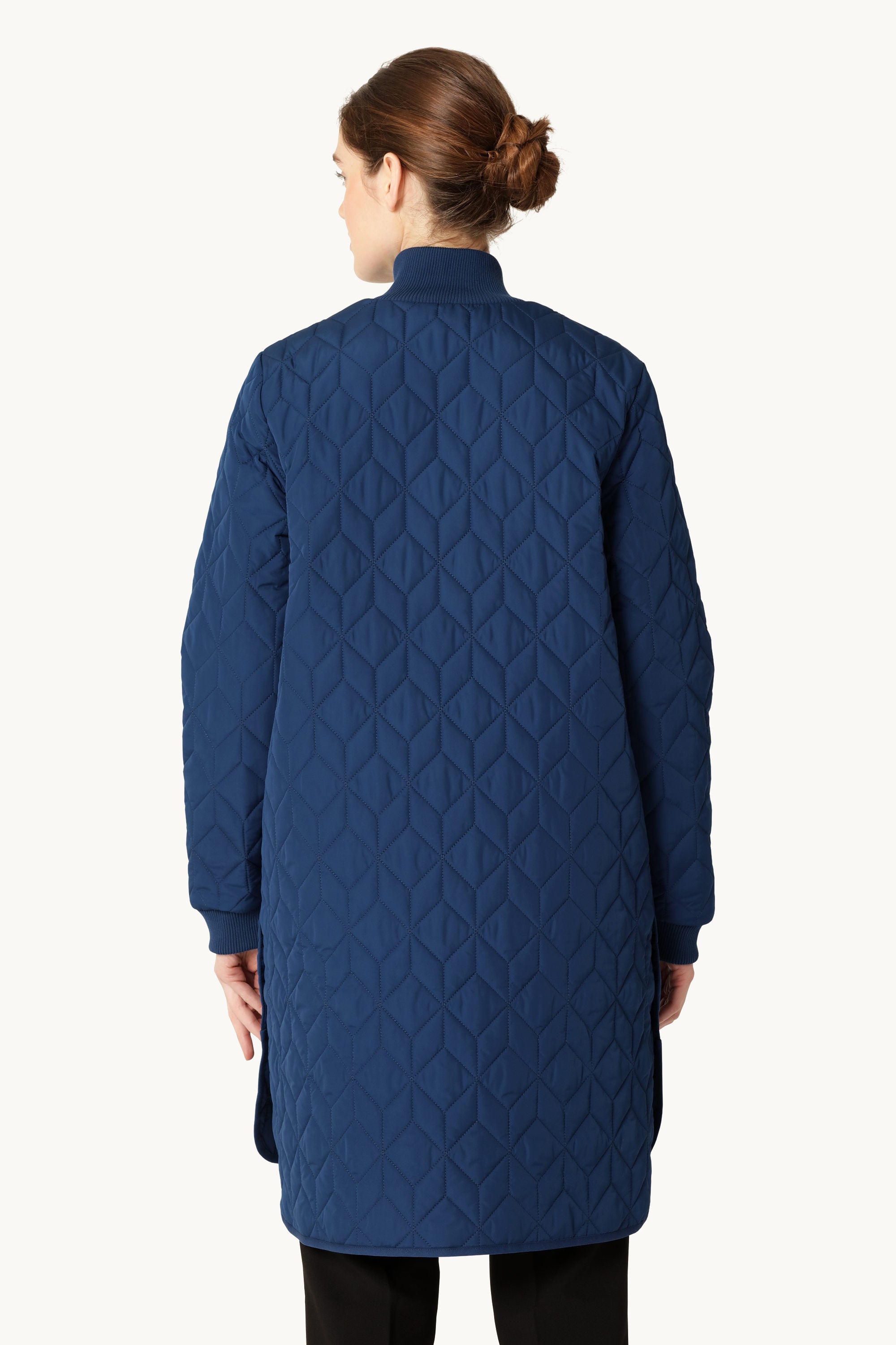 Long Padded Quilt Jacket - Estate Blue