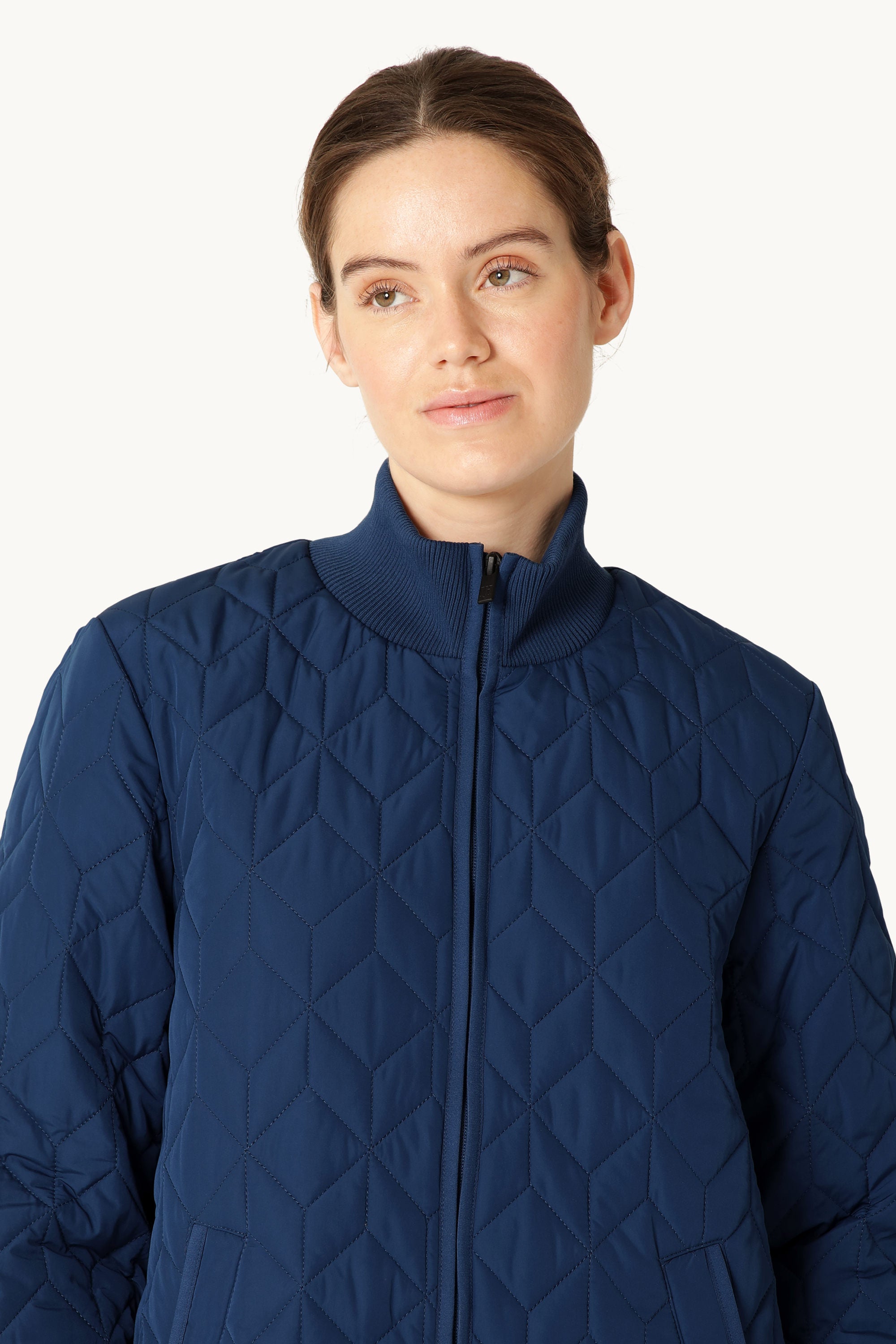 Long Padded Quilt Jacket - Estate Blue