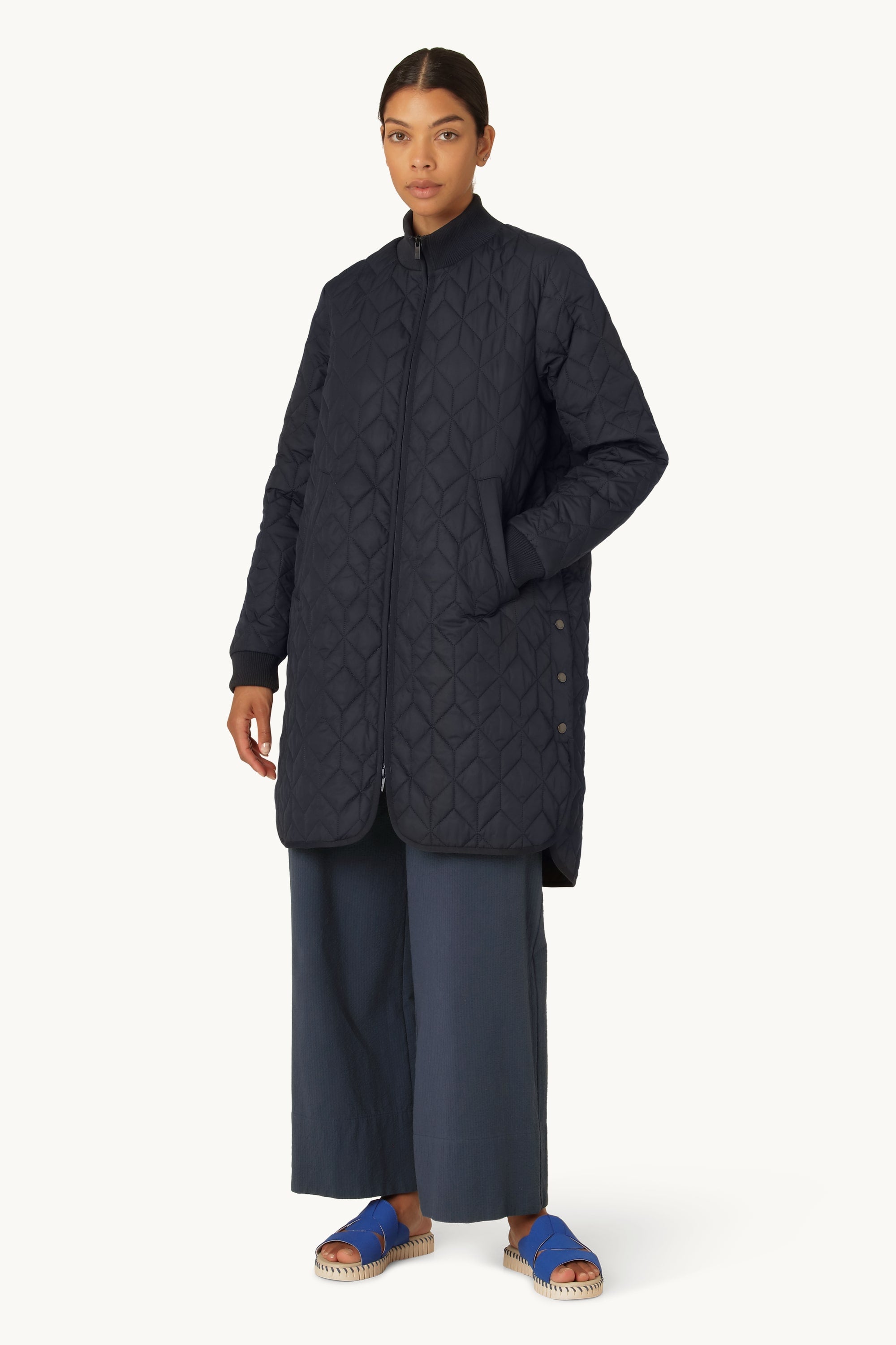 Veste Longue Matelassée - Dark Indigo