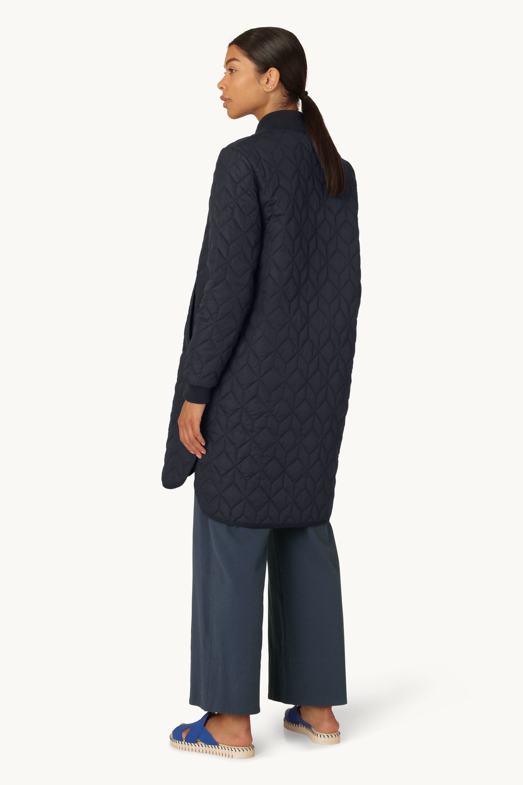Veste Longue Matelassée - Dark Indigo