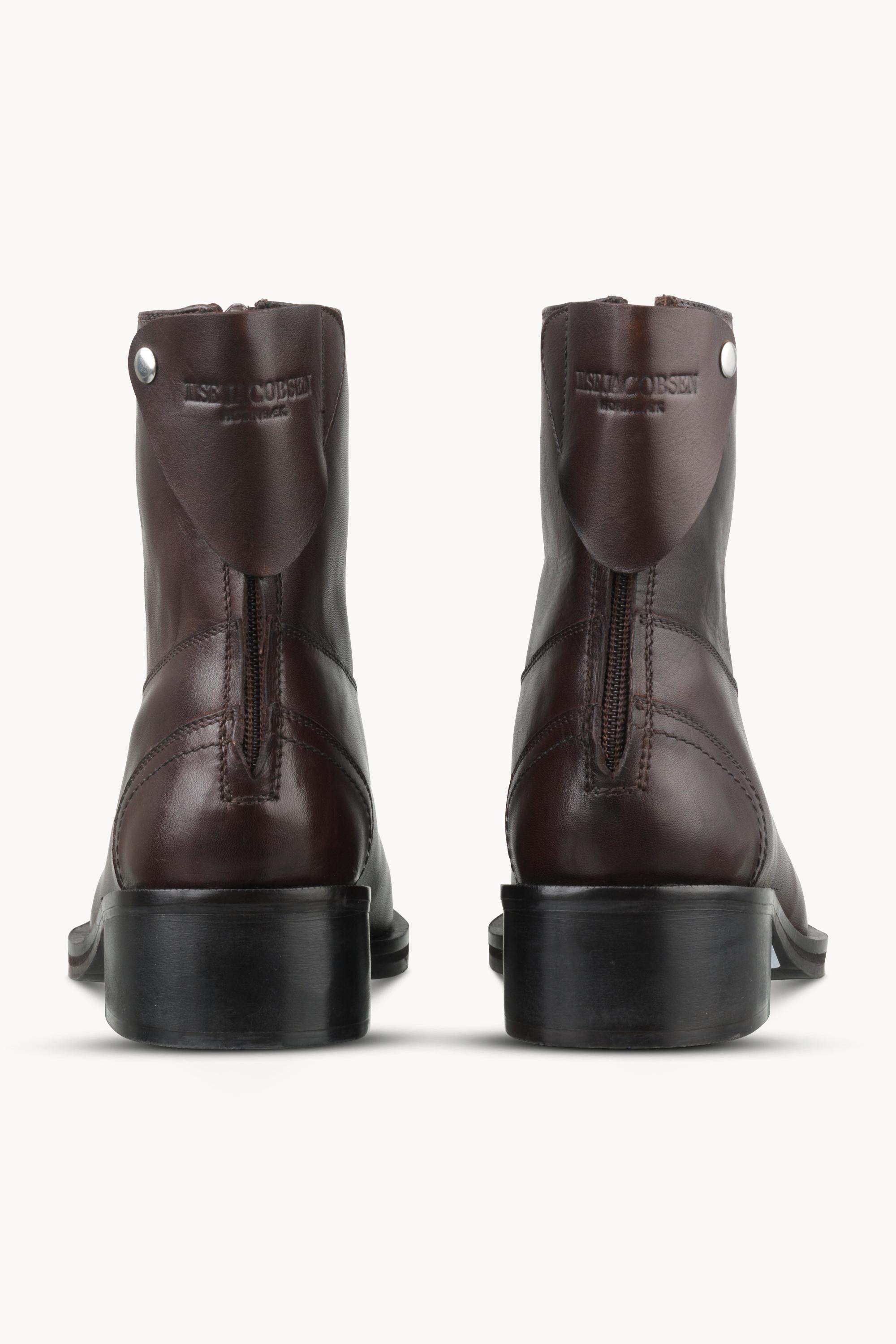 Leather Ankle Boots - Brown Black