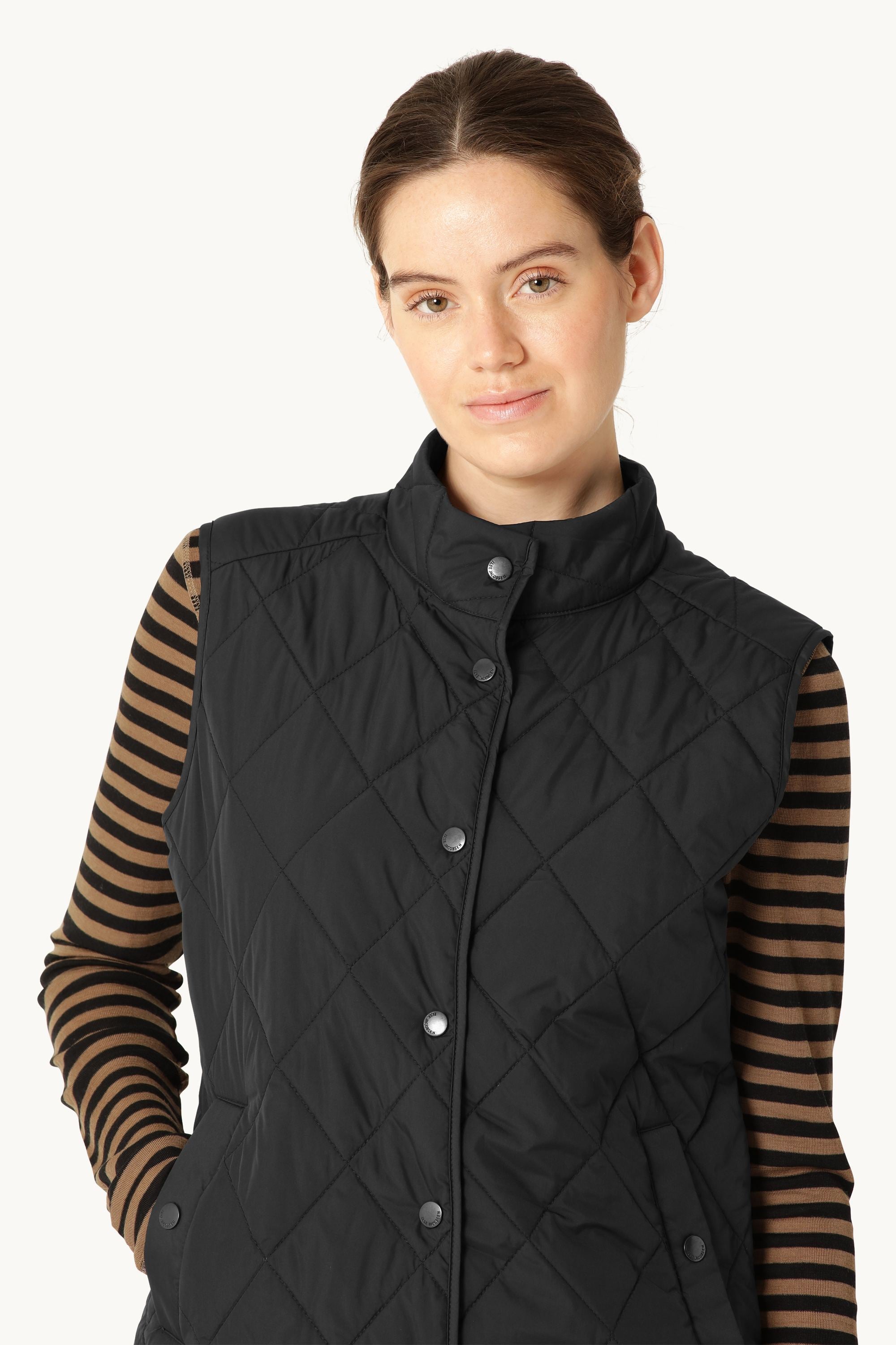 Quilted Short Vest - Black