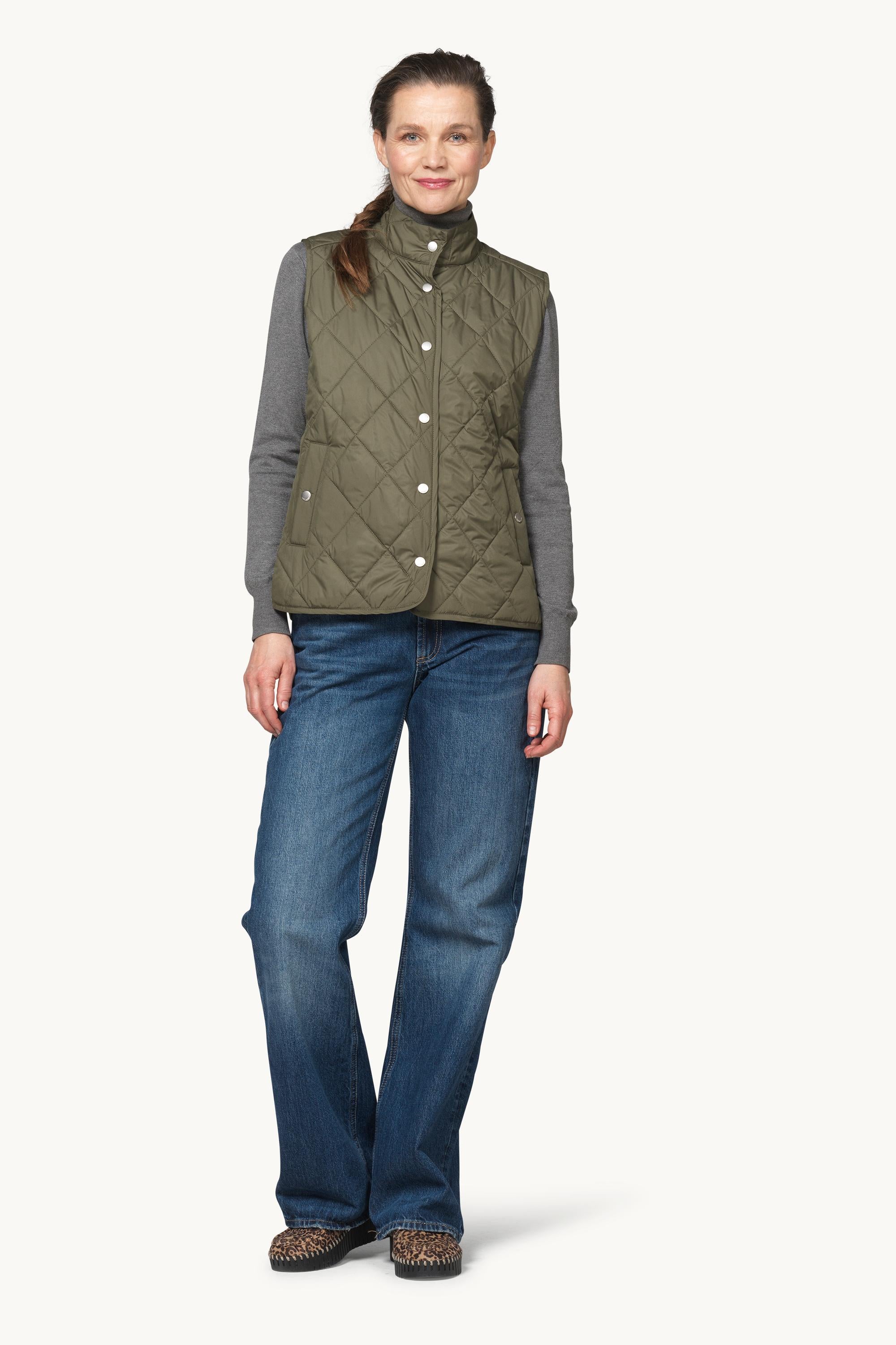 Quilted Short Vest - Army