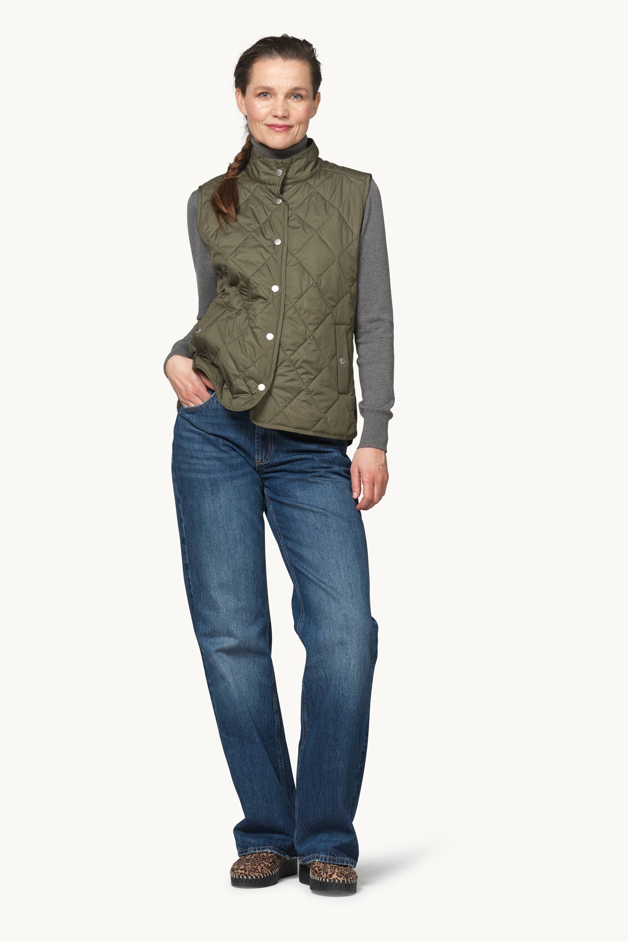 Quilted Short Vest - Army