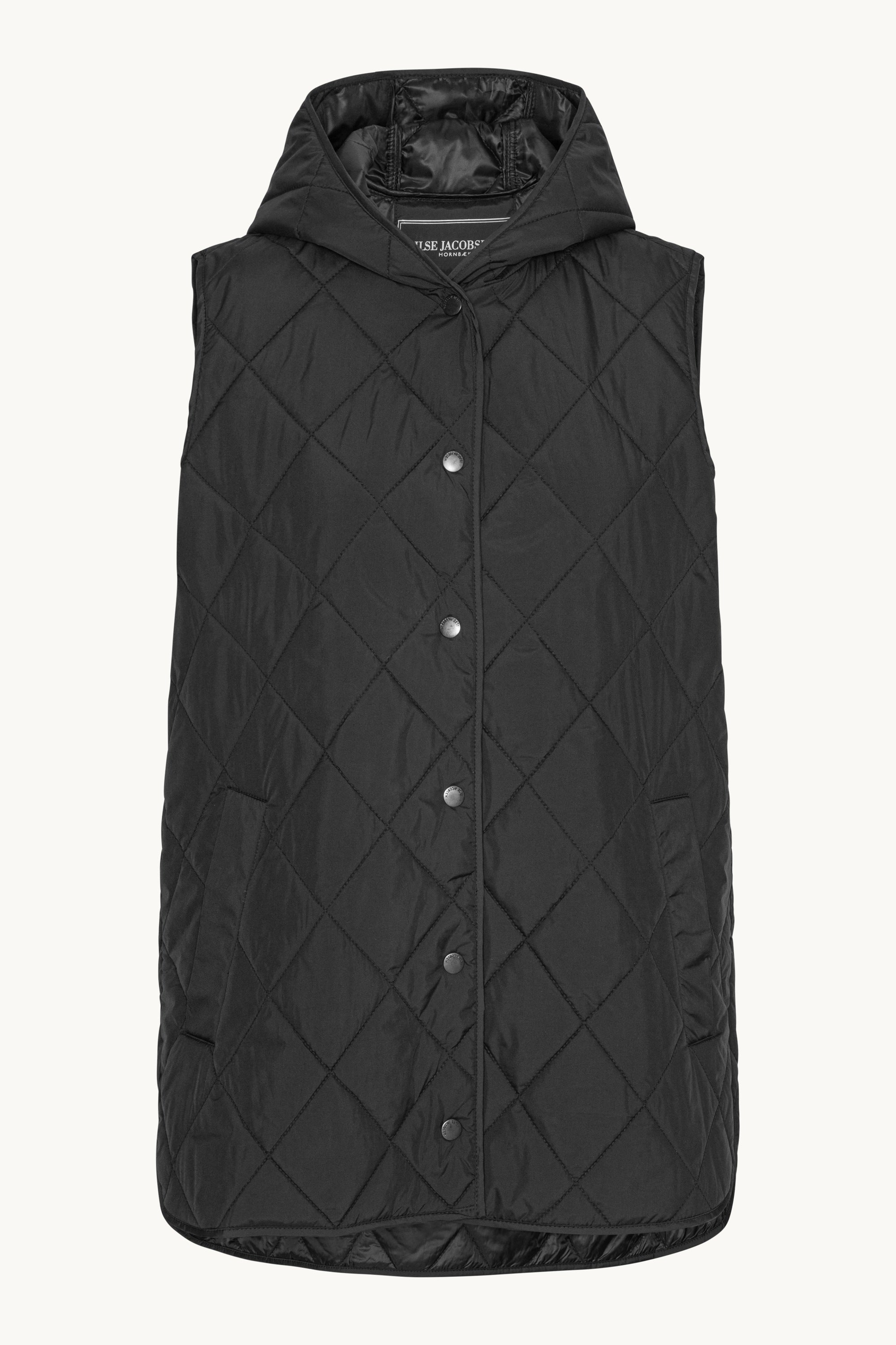 Quilted Long Vest - Black