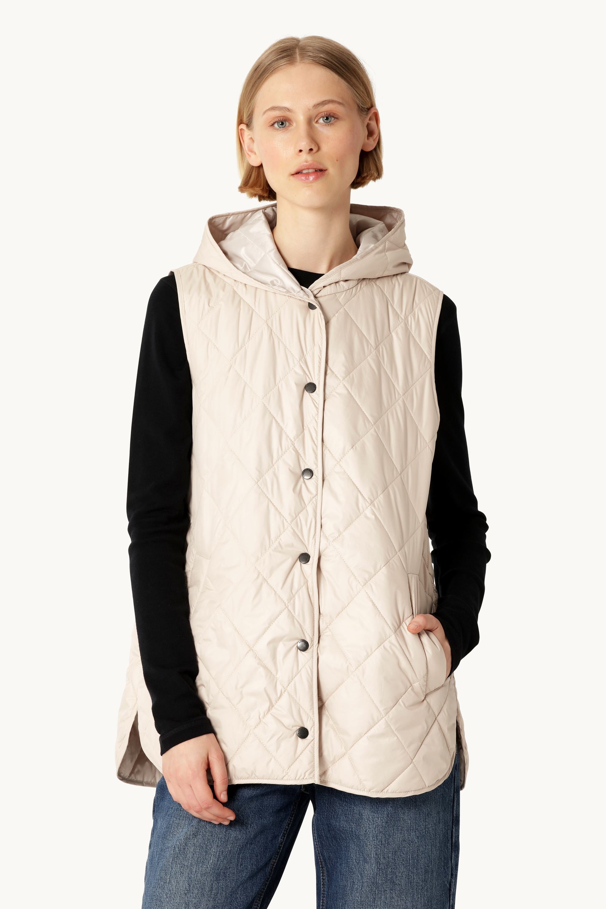 Quilted Long Vest - Light Camel