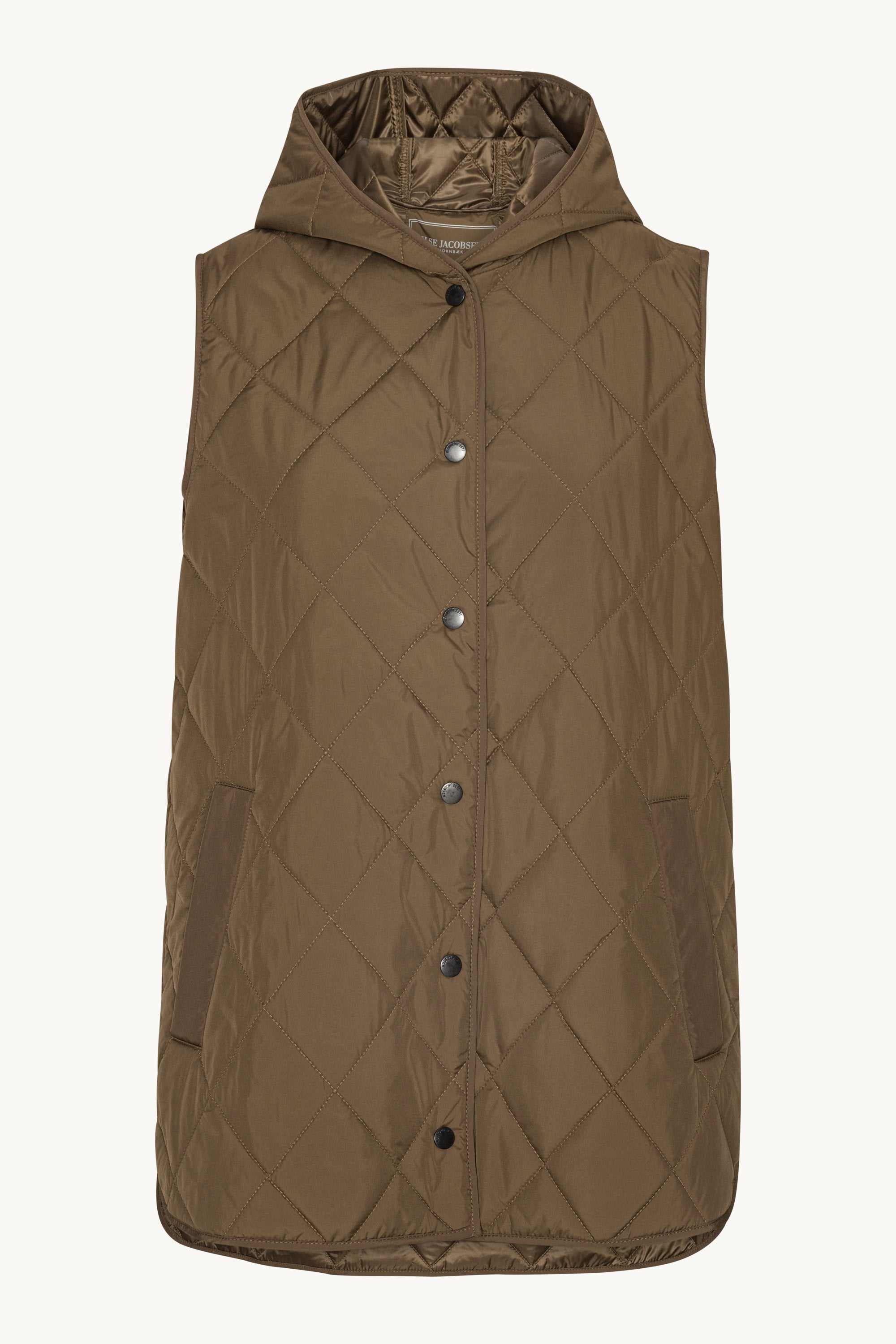 Quilted Long Vest - Nut