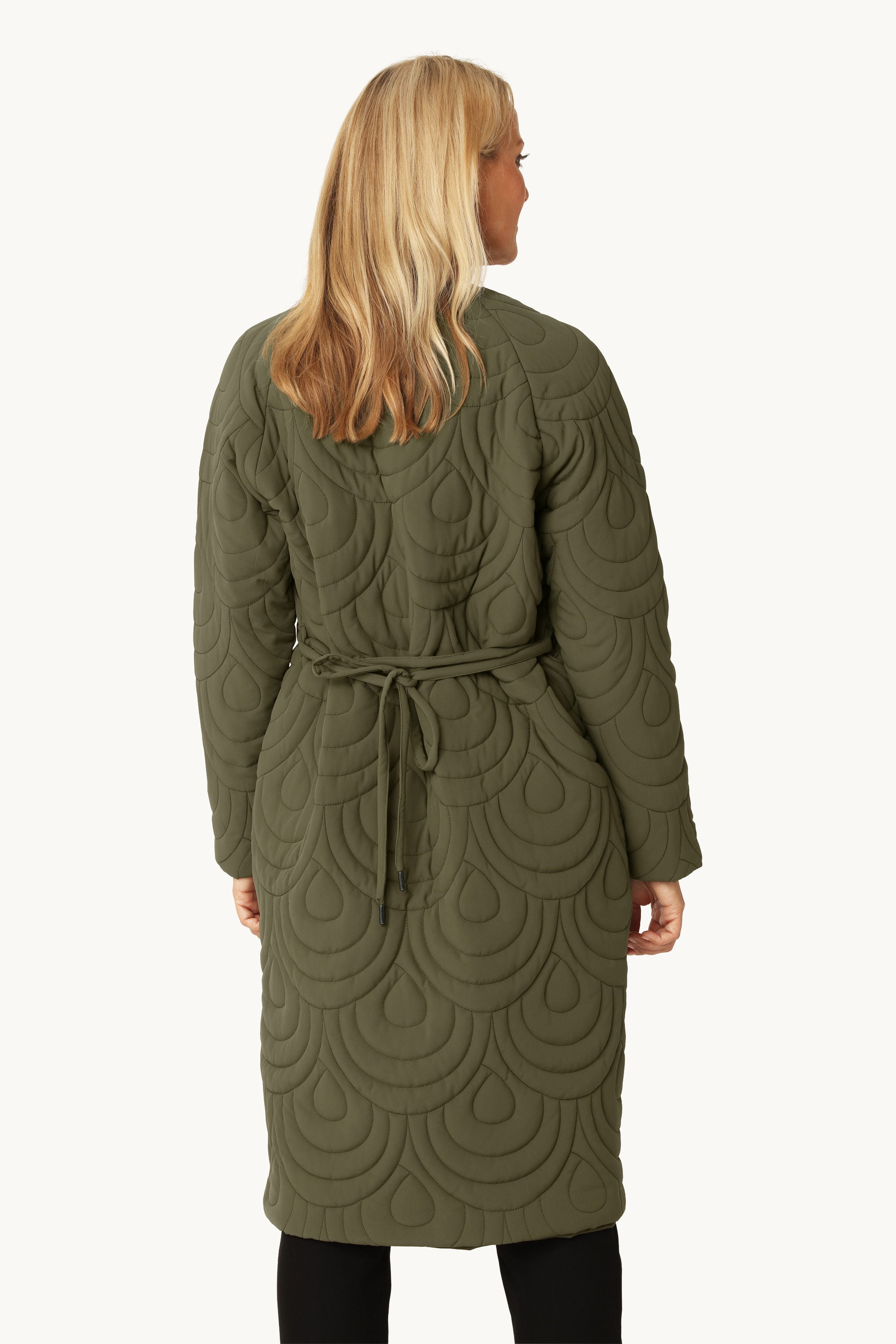 Long Quilted Jacket - Olive Night
