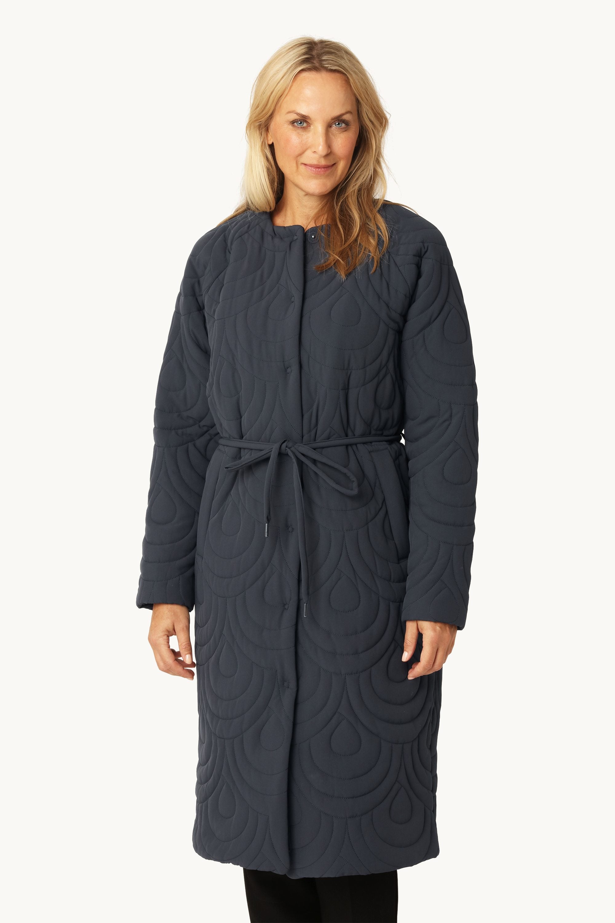 Long Quilted Jacket - Dark Indigo