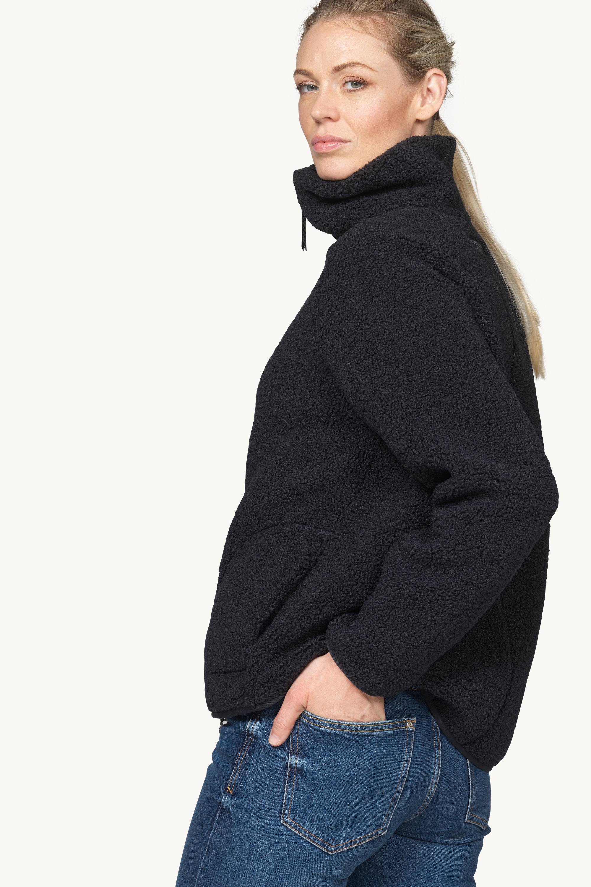 Short Pile Jacket with Zipper - Dark Indigo
