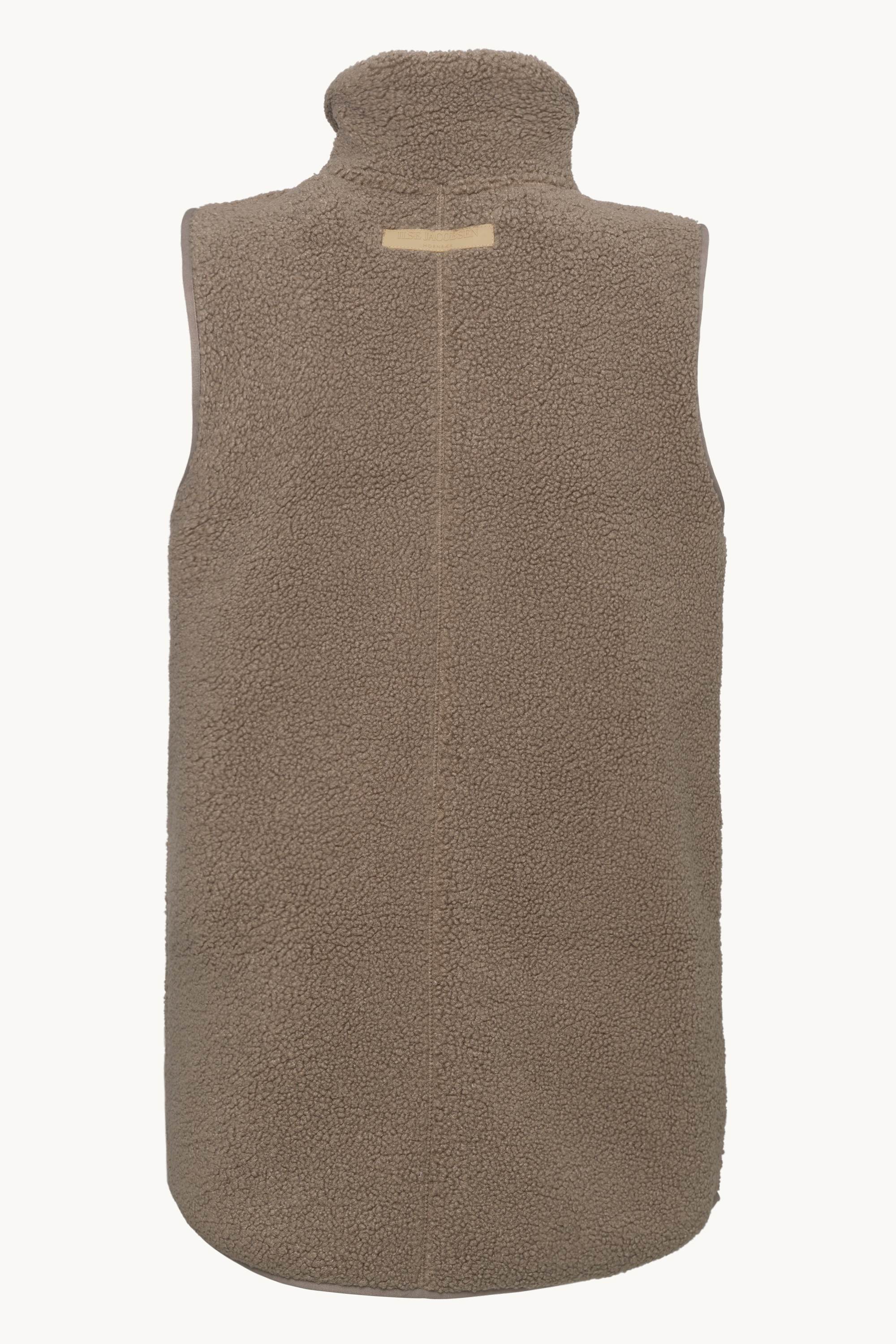Long Pile Vest with Zipper - Greige