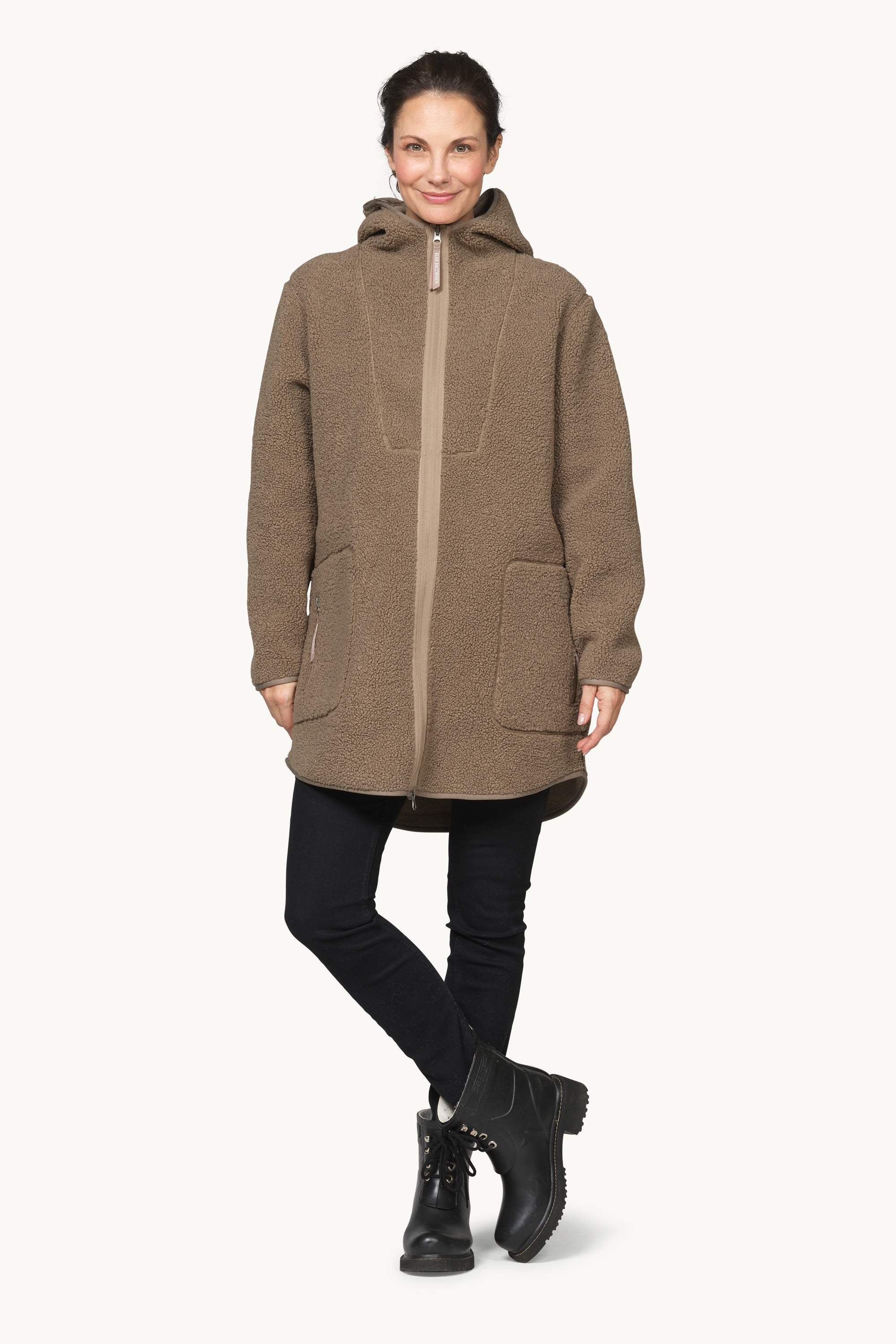 Bonded Pile Jacket with Hood - Greige