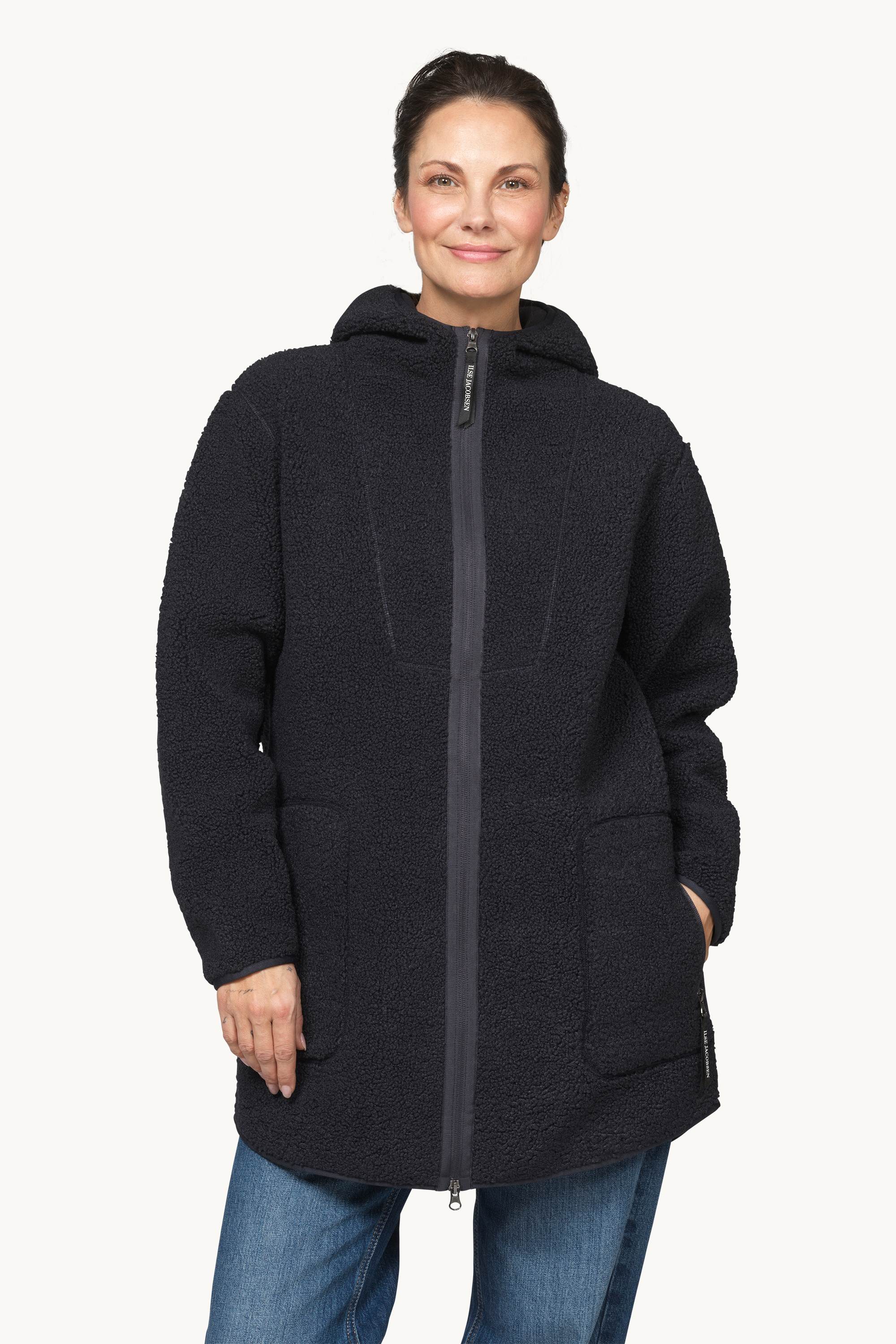 Bonded Pile Jacket with Hood - Dark Indigo
