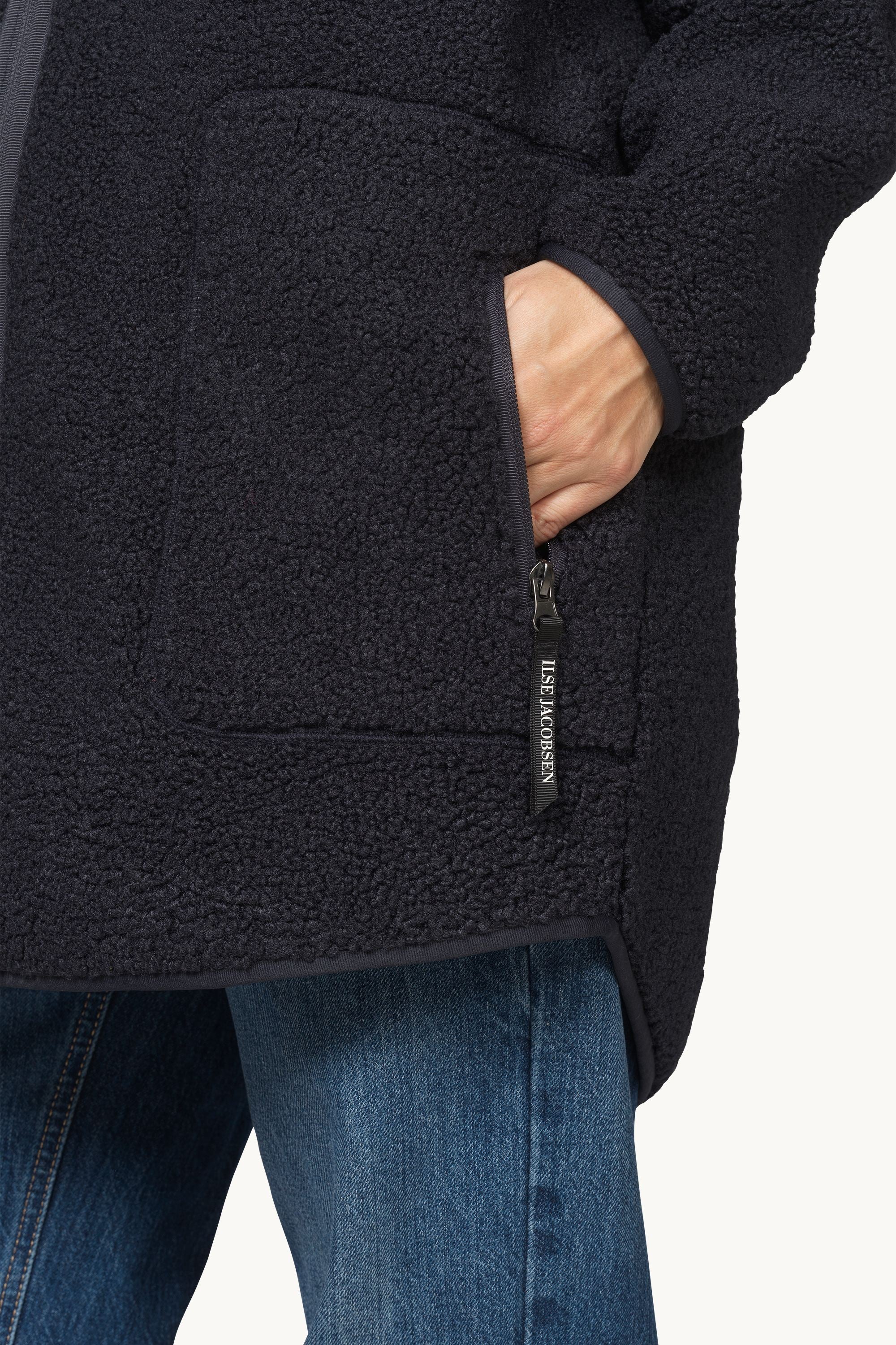 Bonded Pile Jacket with Hood - Dark Indigo