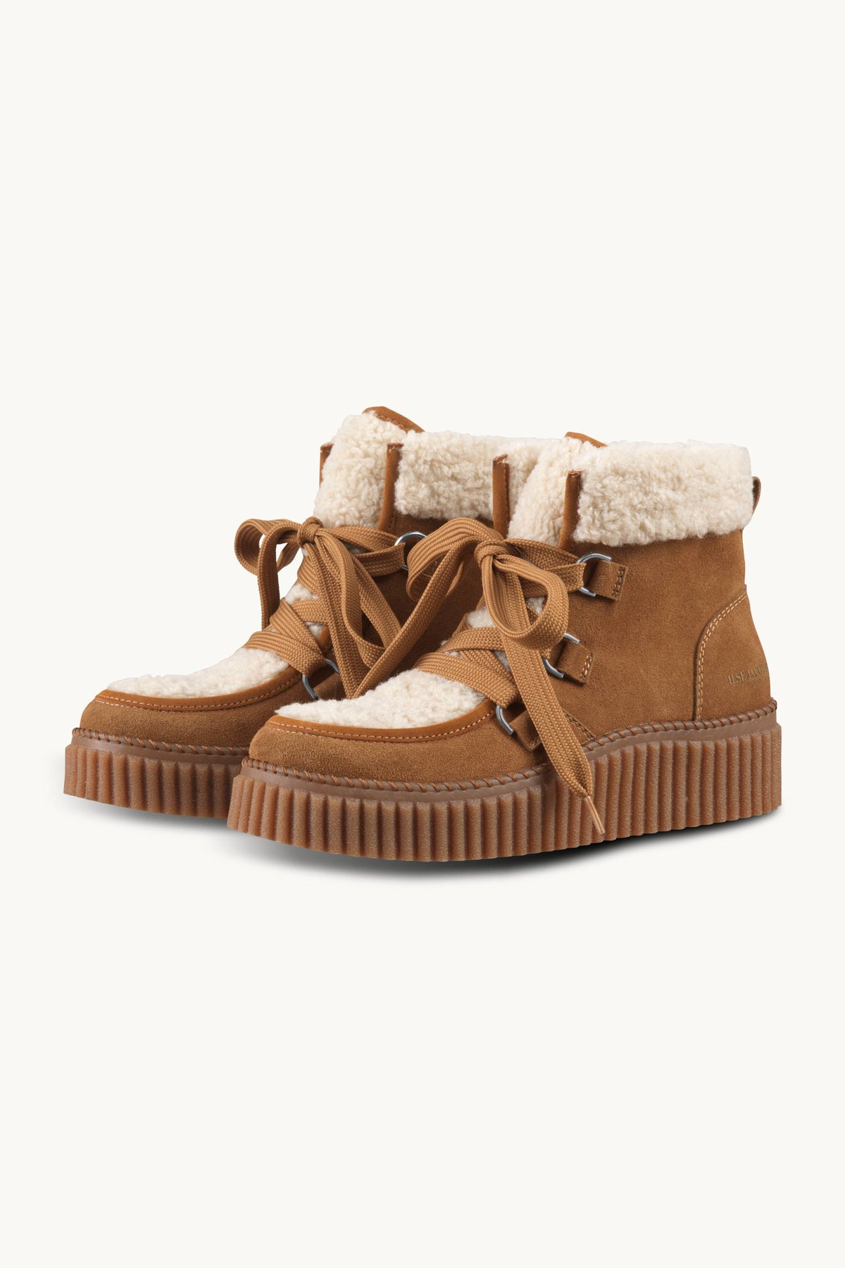 Suede Boots With Shoelaces - Cashew Clay