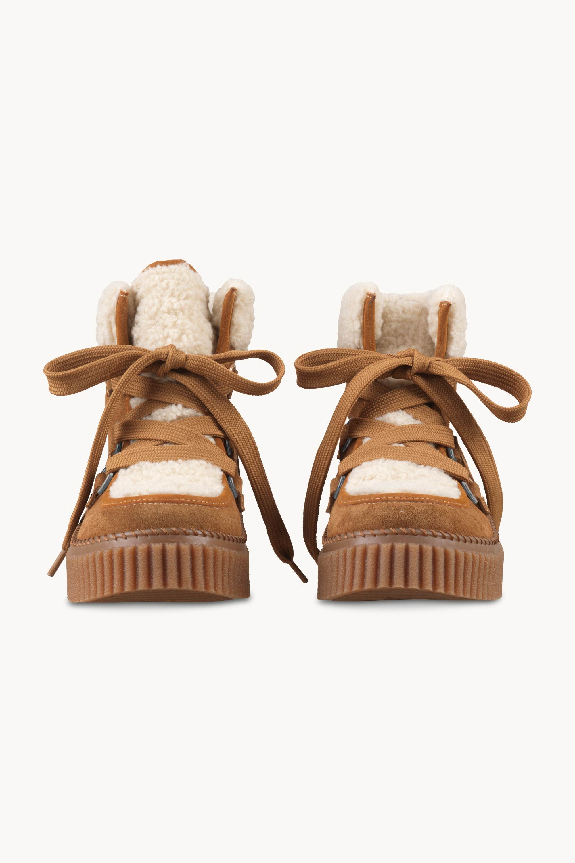 Suede Boots With Shoelaces - Cashew Clay