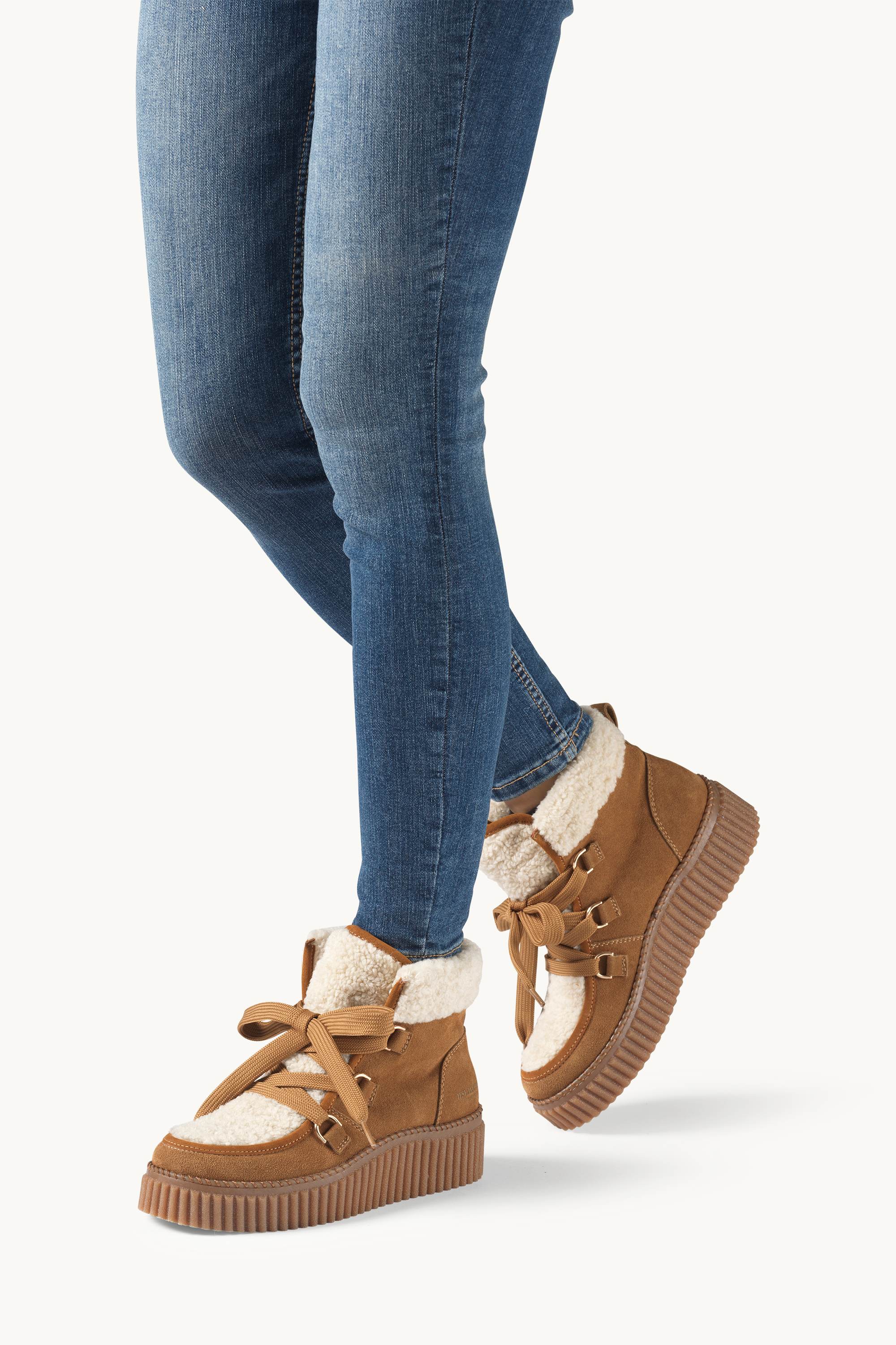 Suede Boots With Shoelaces - Cashew Clay