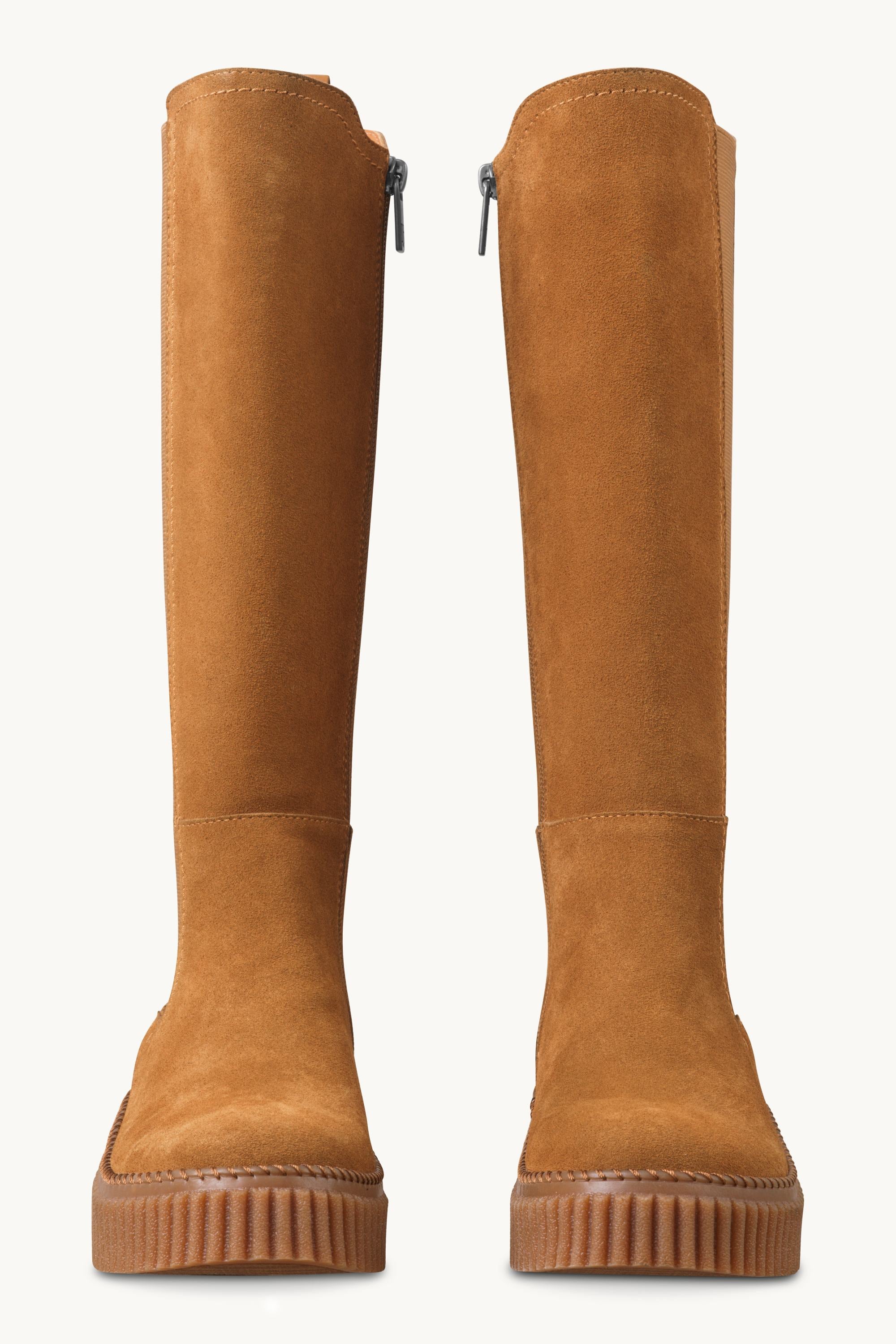 Tall Boots With Elastic - Cashew Clay