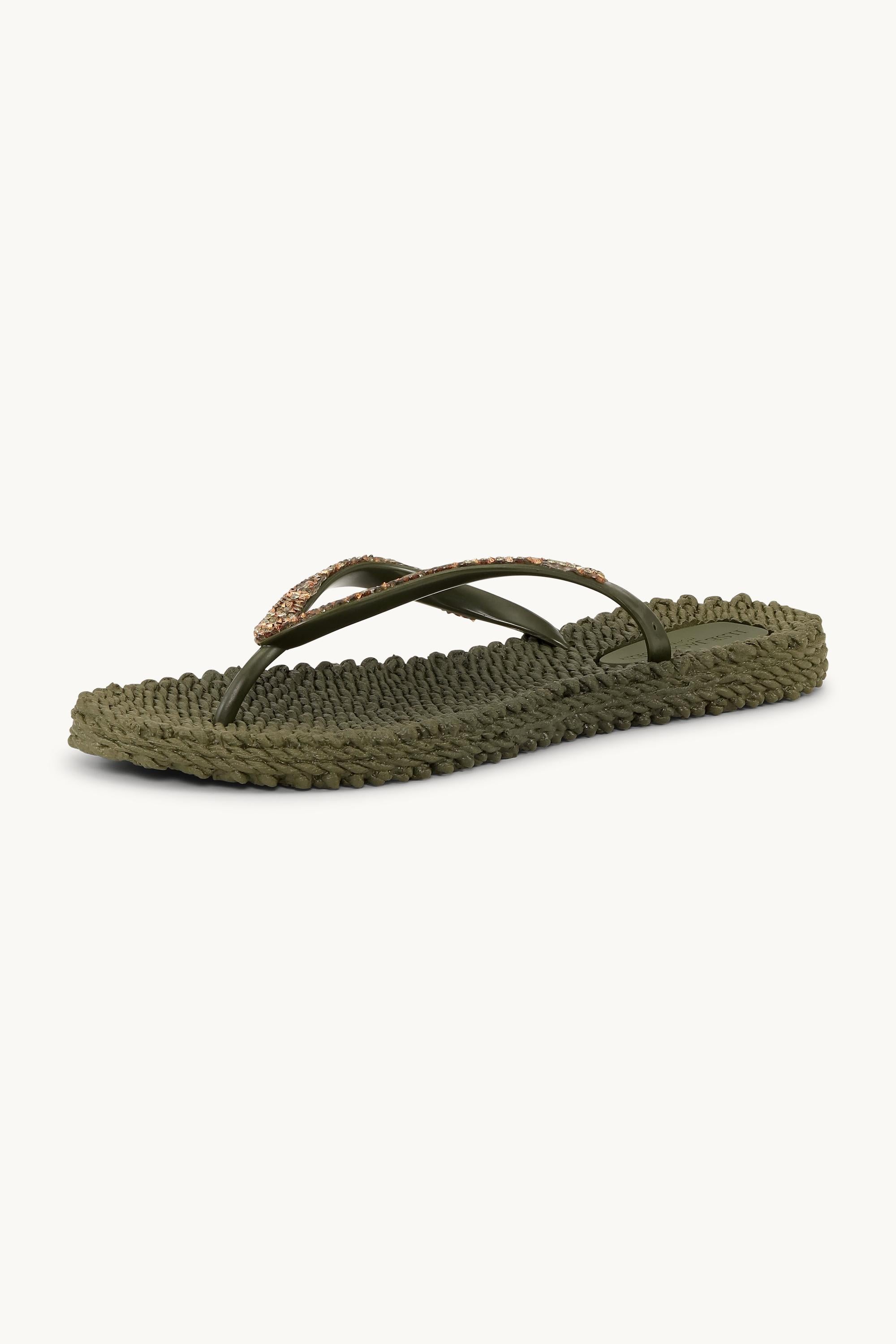 Flip Flops with Rhinestones - Army