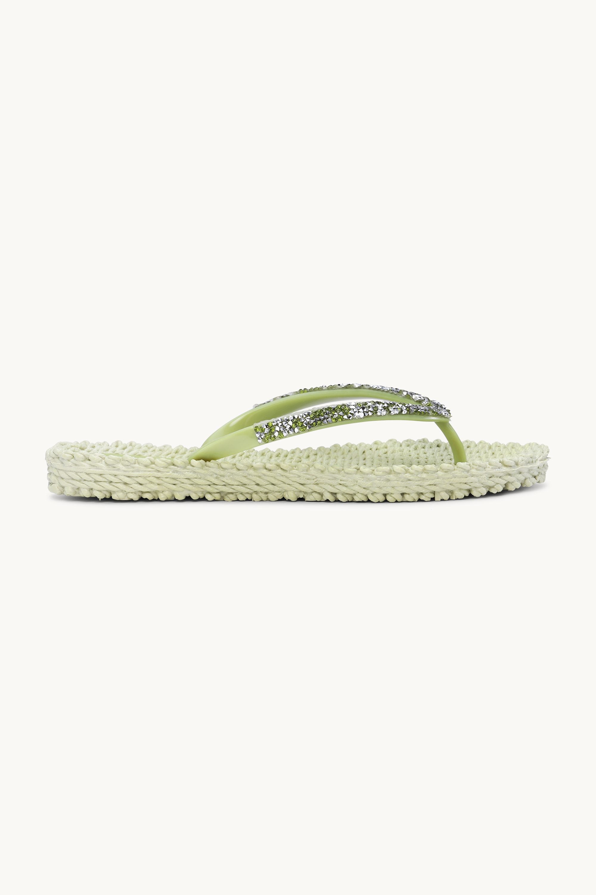Flip Flops With Rhinestones - Moss