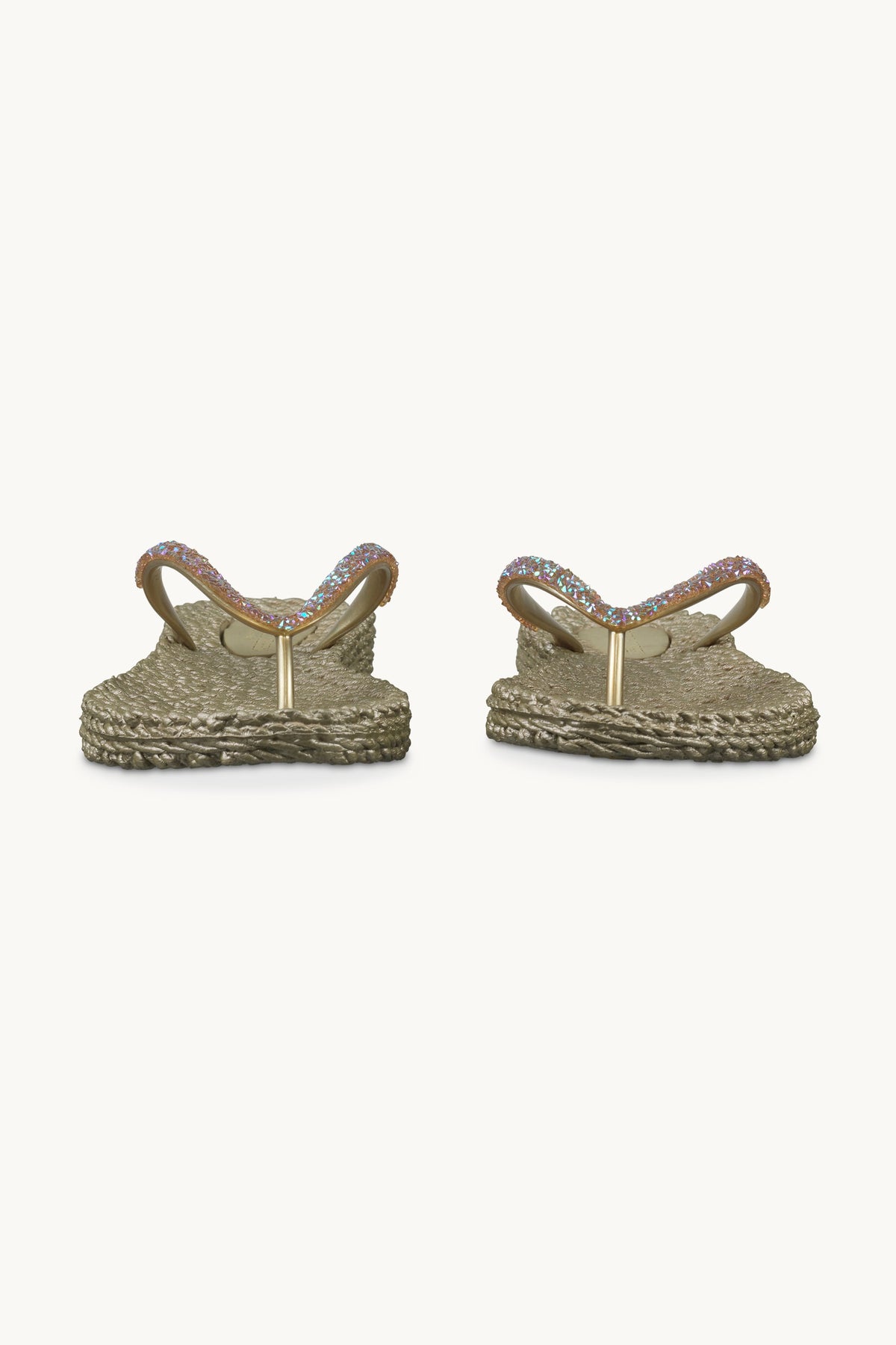 Flip-flops with Rhinestone-embellished Straps - Platin