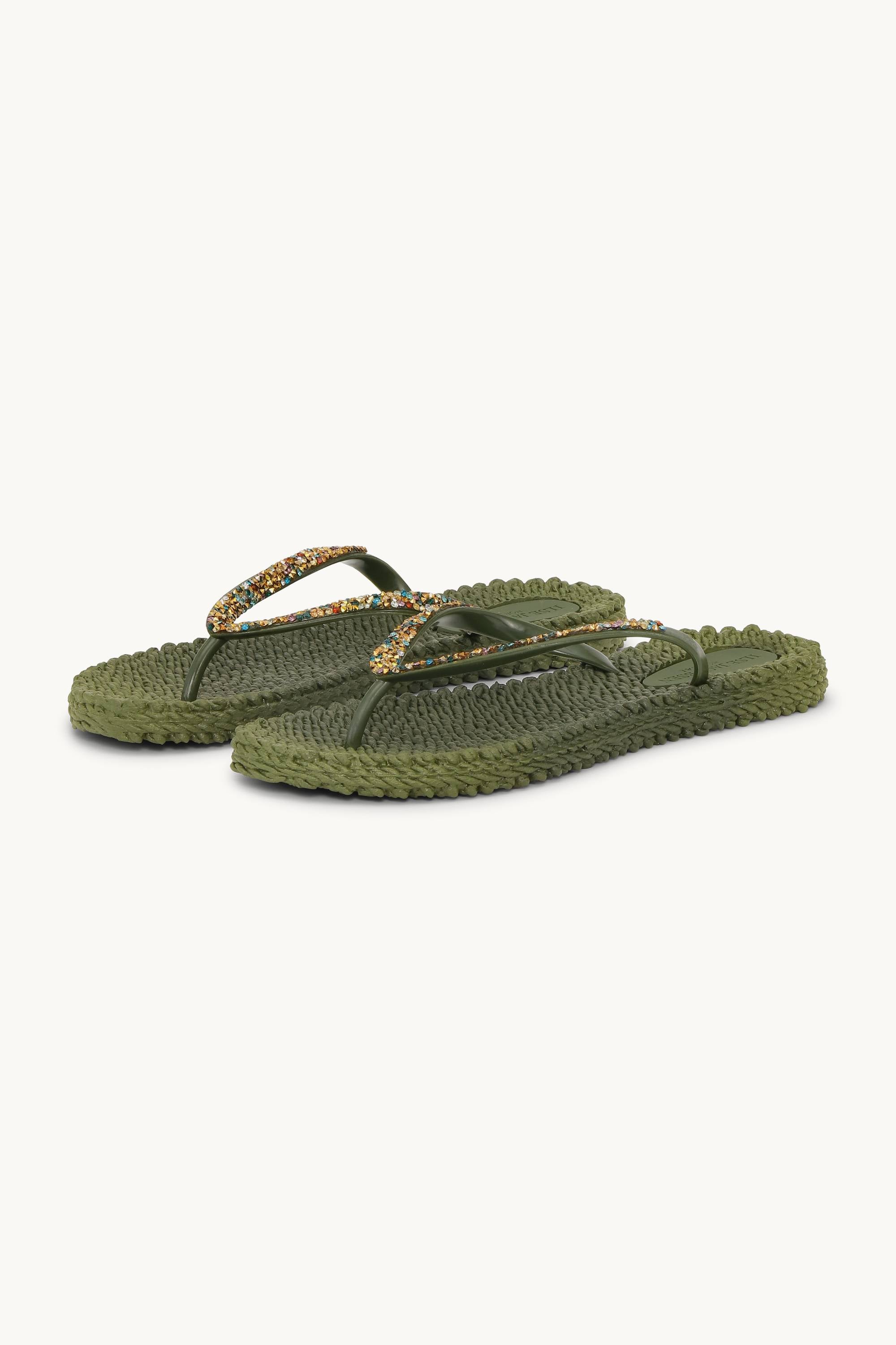 Flip Flops with Rhinestones - Sphagnum