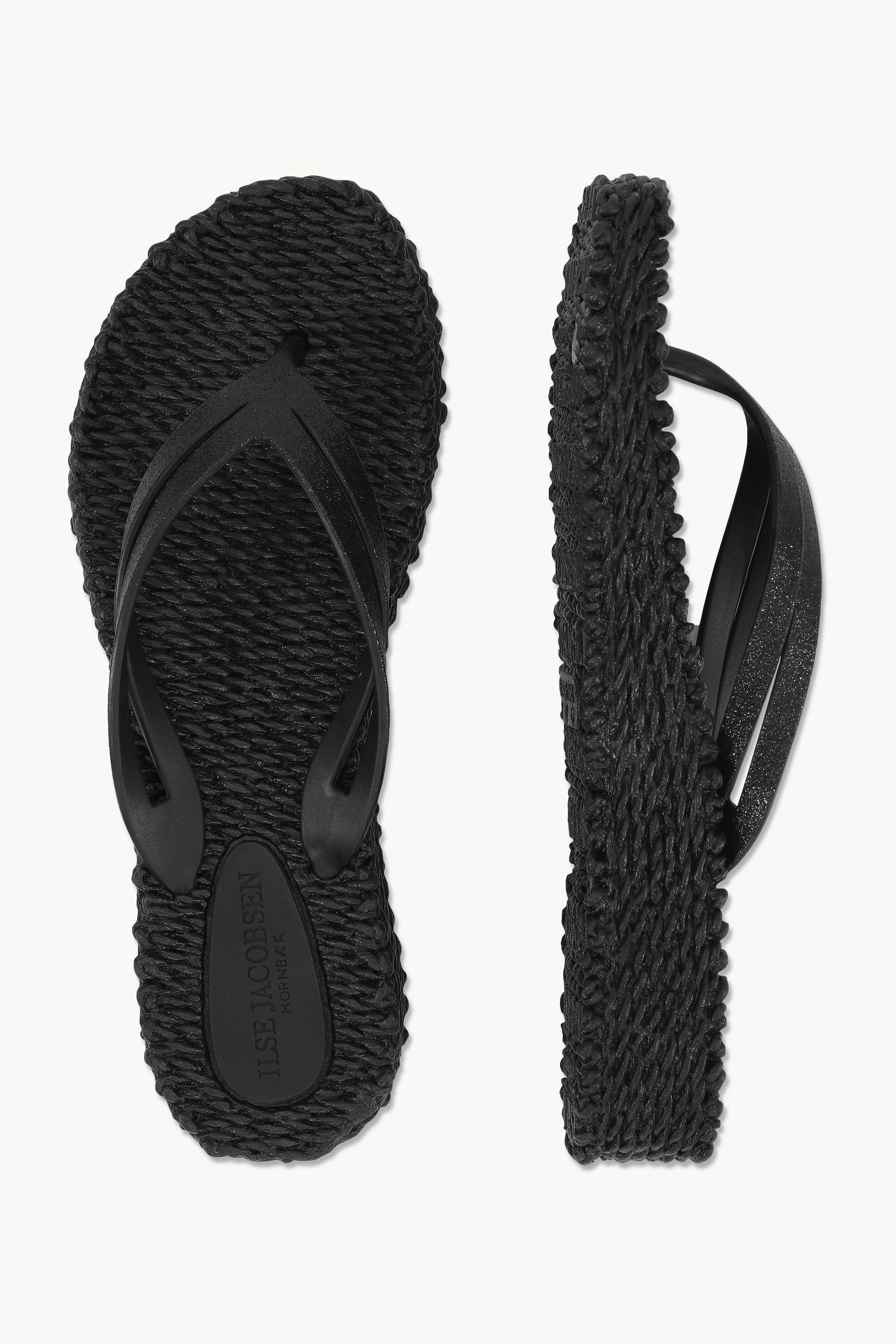 Tongs à Plateforme Pailletées - Black