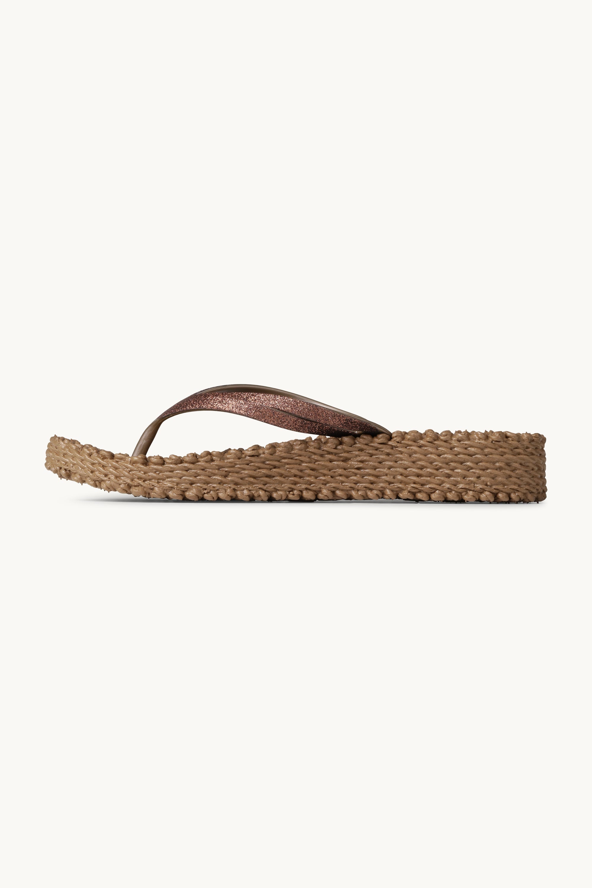 Tongs à Plateforme Pailletées - Mocca