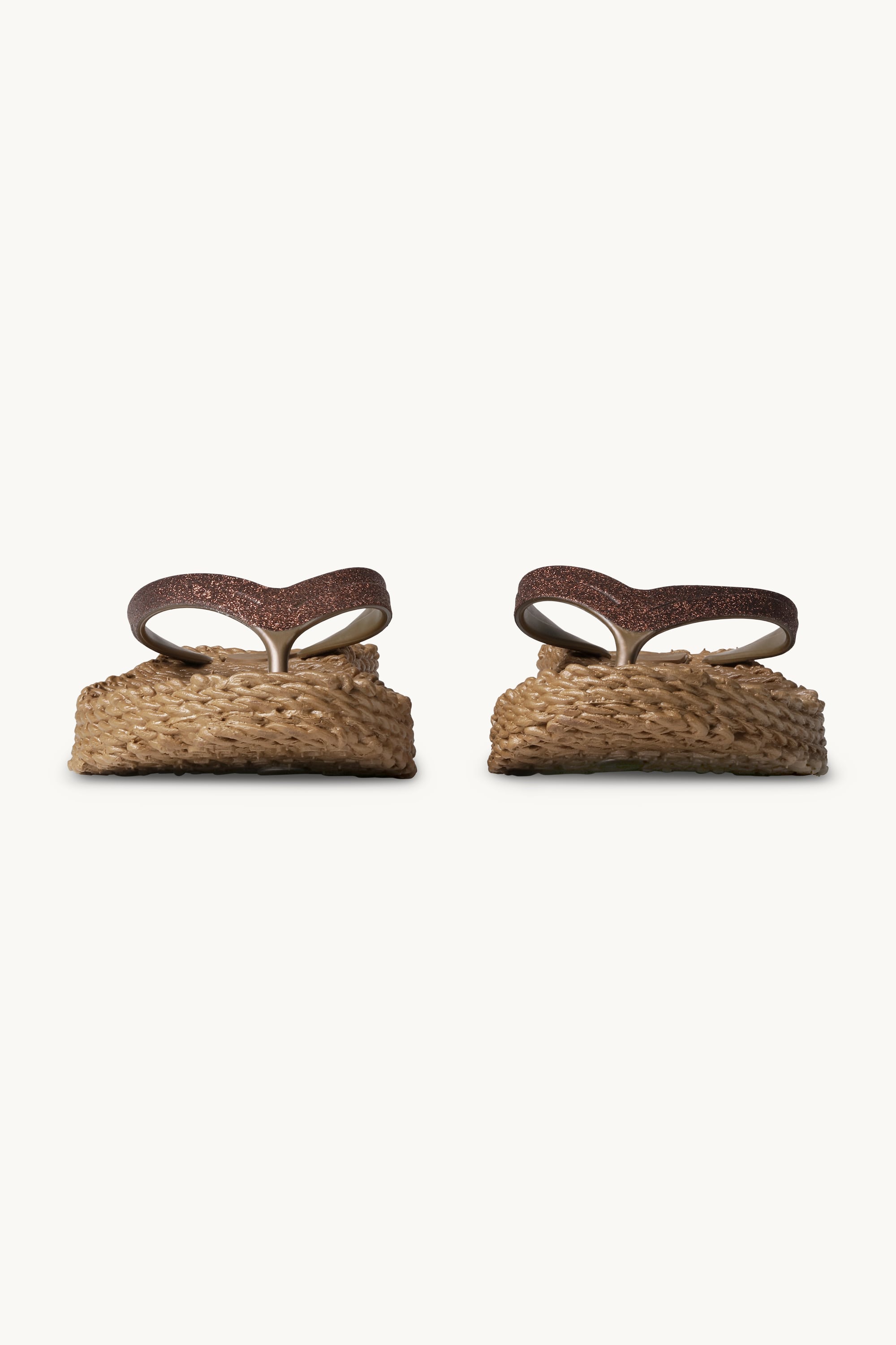 Tongs à Plateforme Pailletées - Mocca