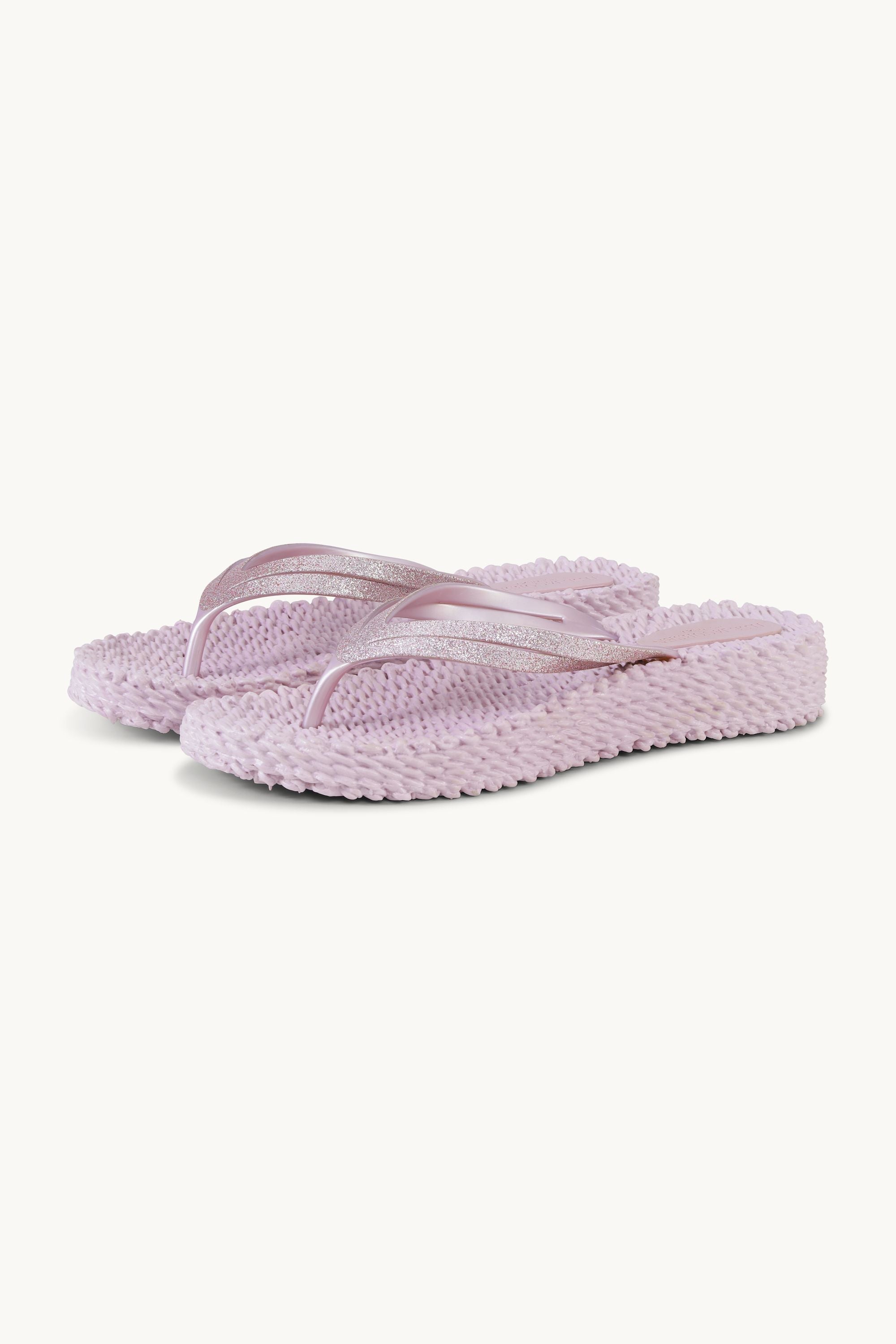 Tongs à Plateforme Pailletées - Mauve Shadows