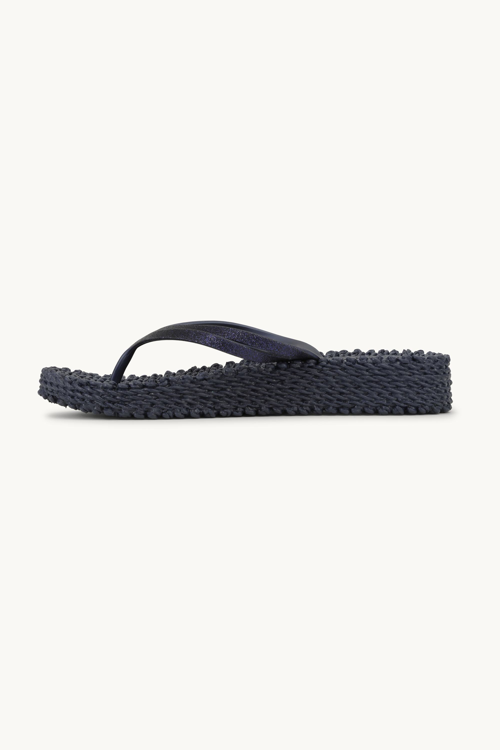Tongs à Plateforme Pailletées - Indigo