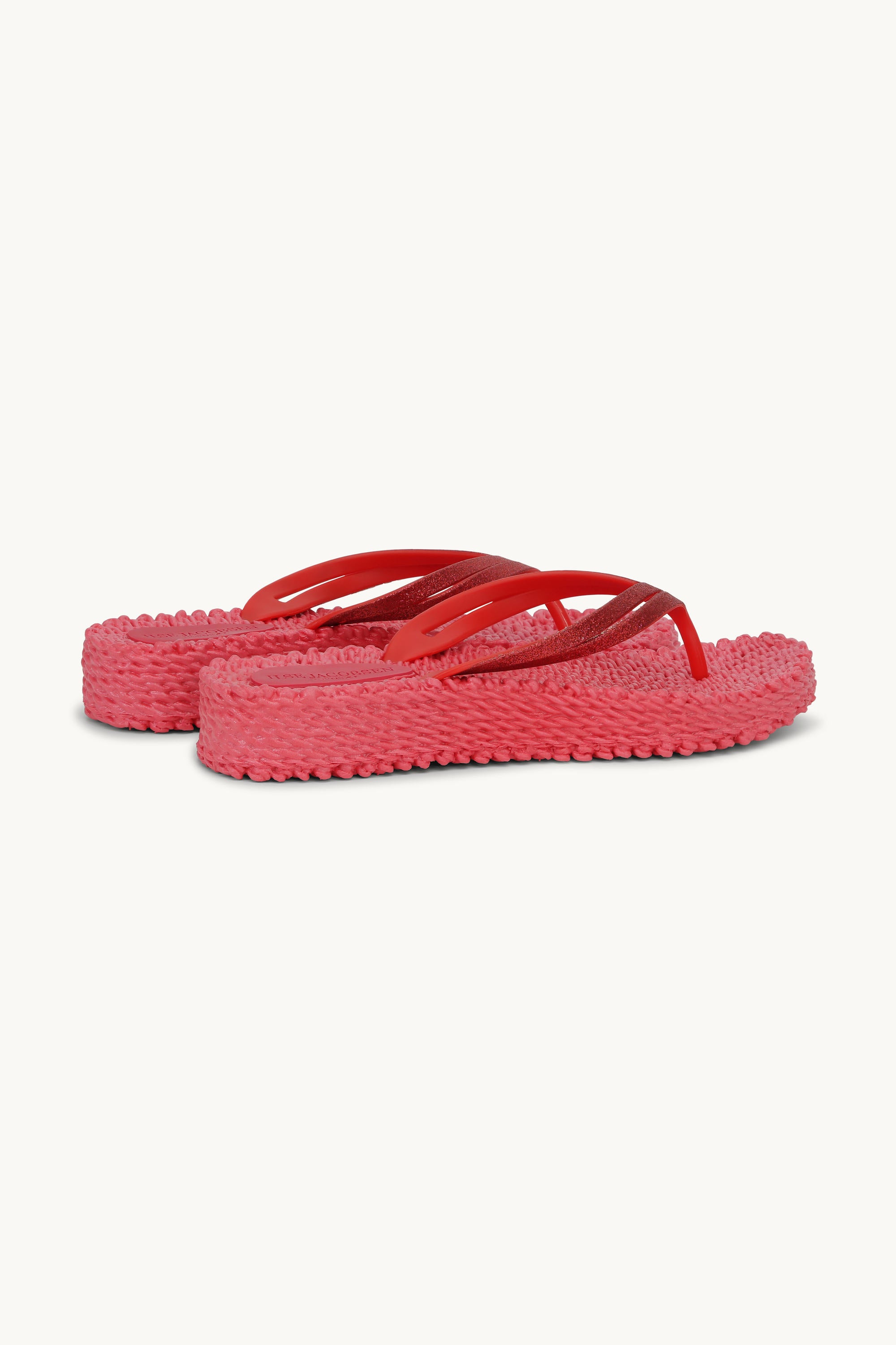 Tongs à Plateforme Pailletées - Raspberry
