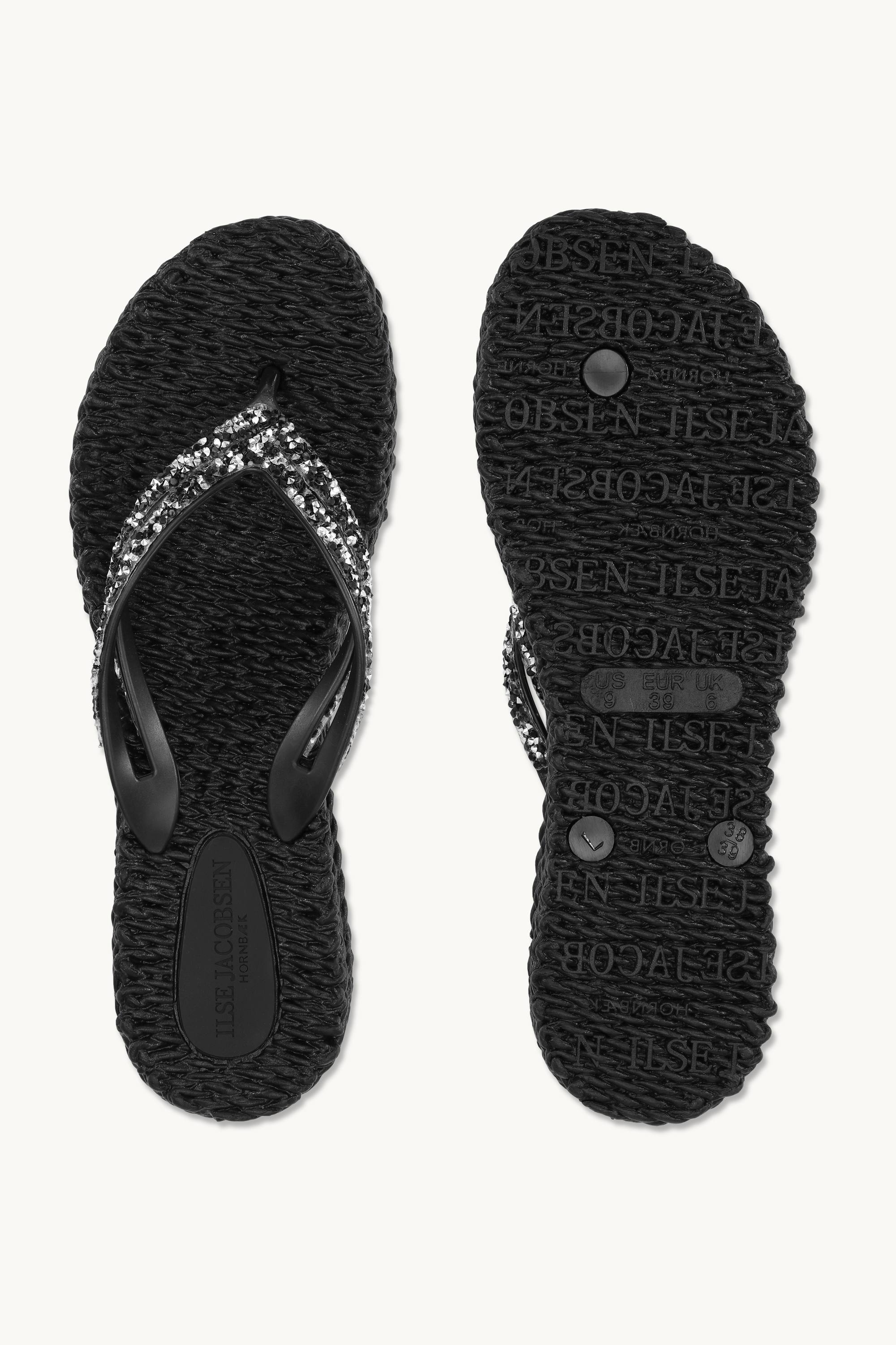 Platform Flip-flops Glitter Stones - Black
