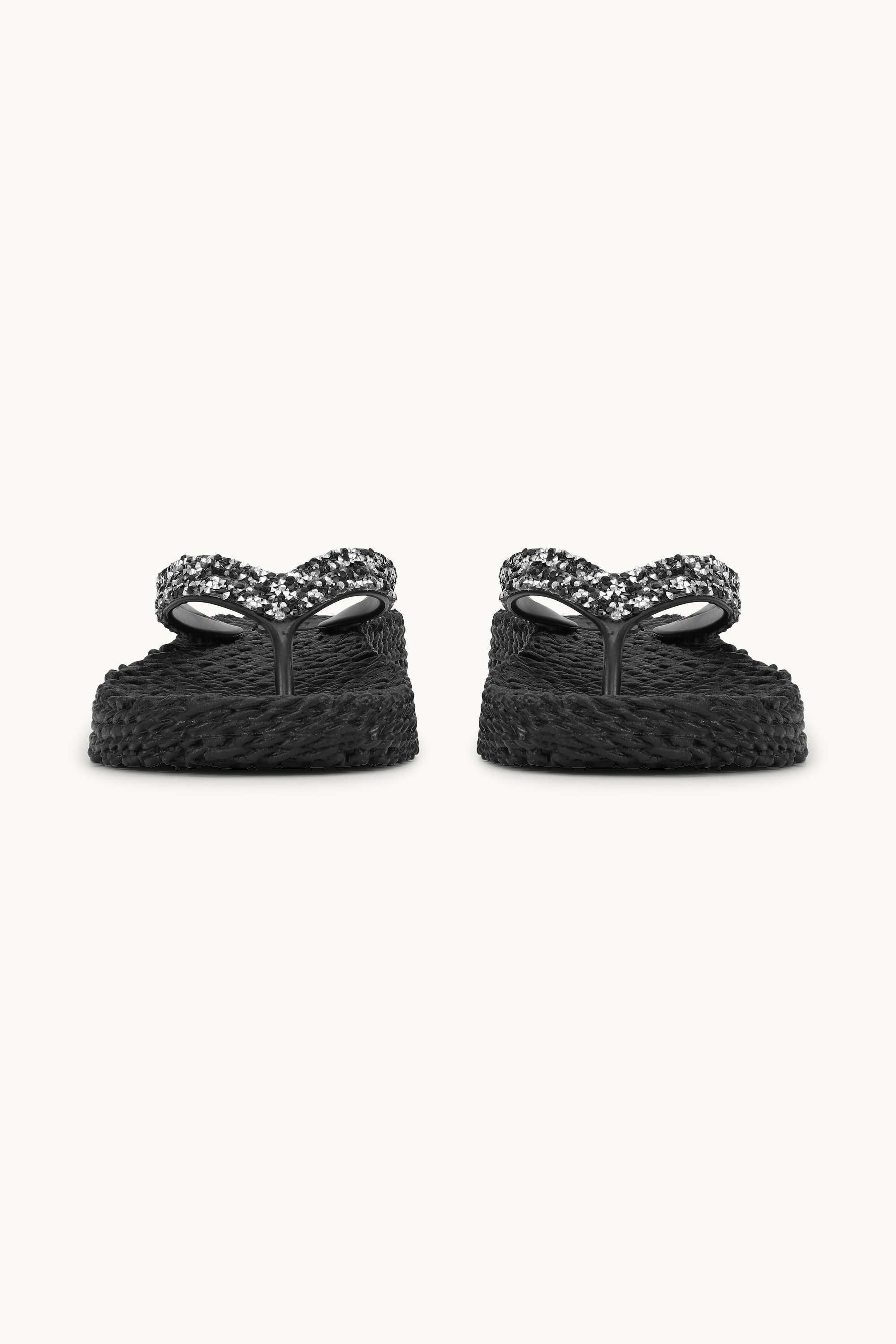 Platform Flip-flops Glitter Stones - Black