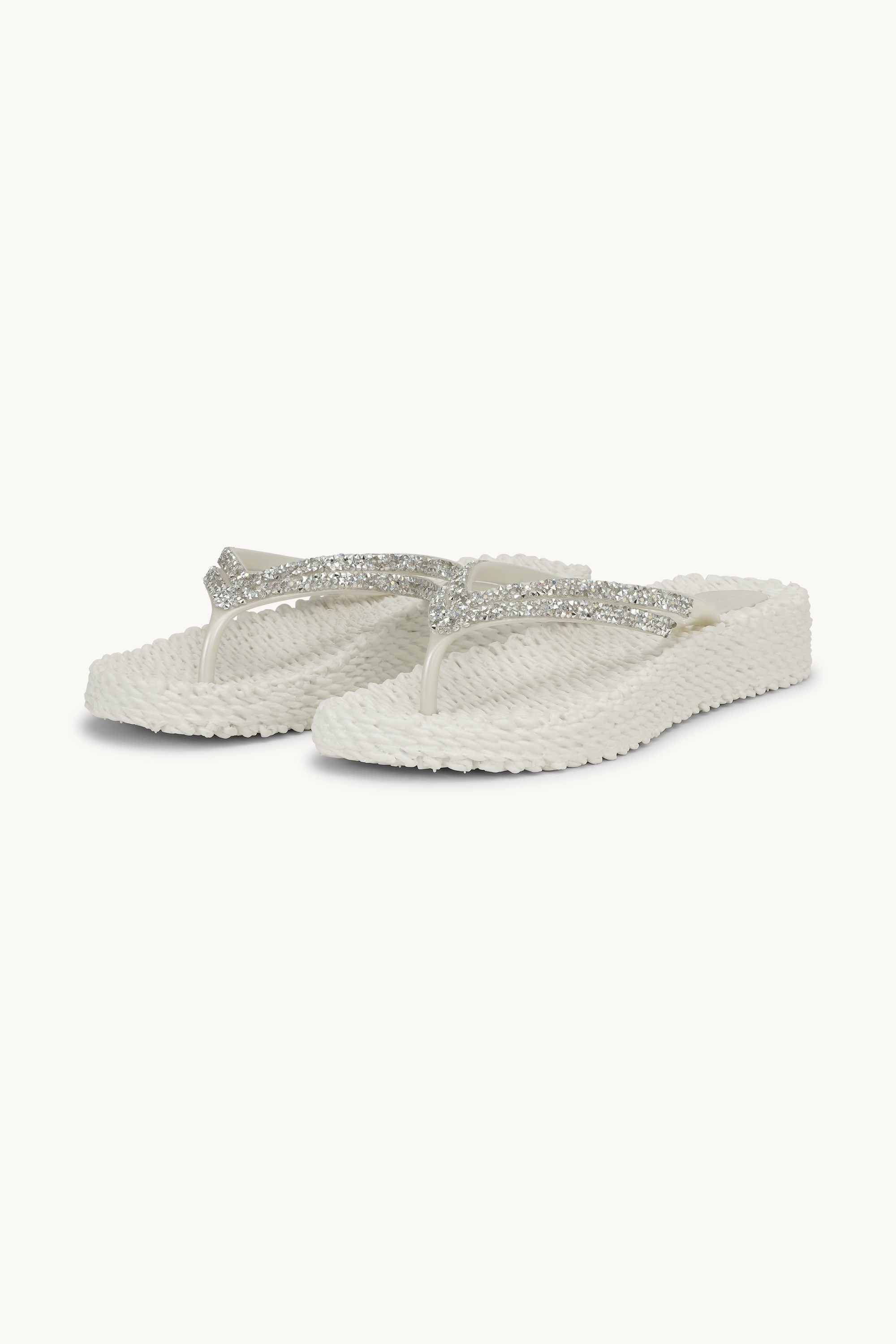 Platform Flip-flops Glitter Stones - Creme