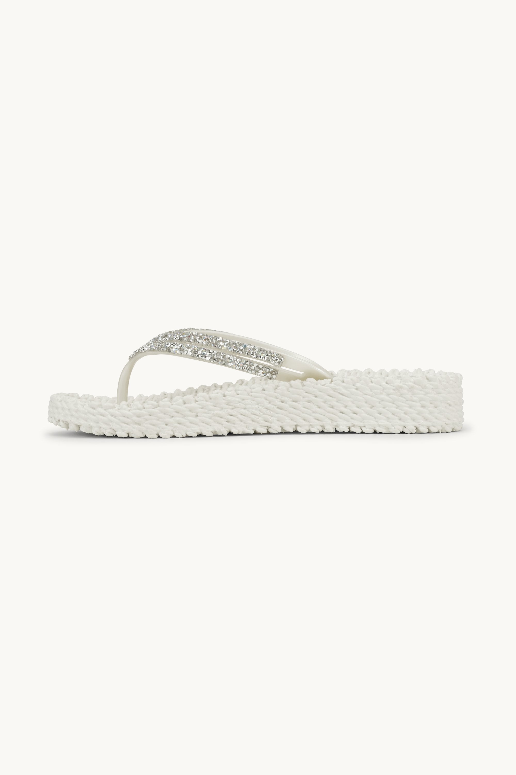 Platform Flip-flops Glitter Stones - Creme