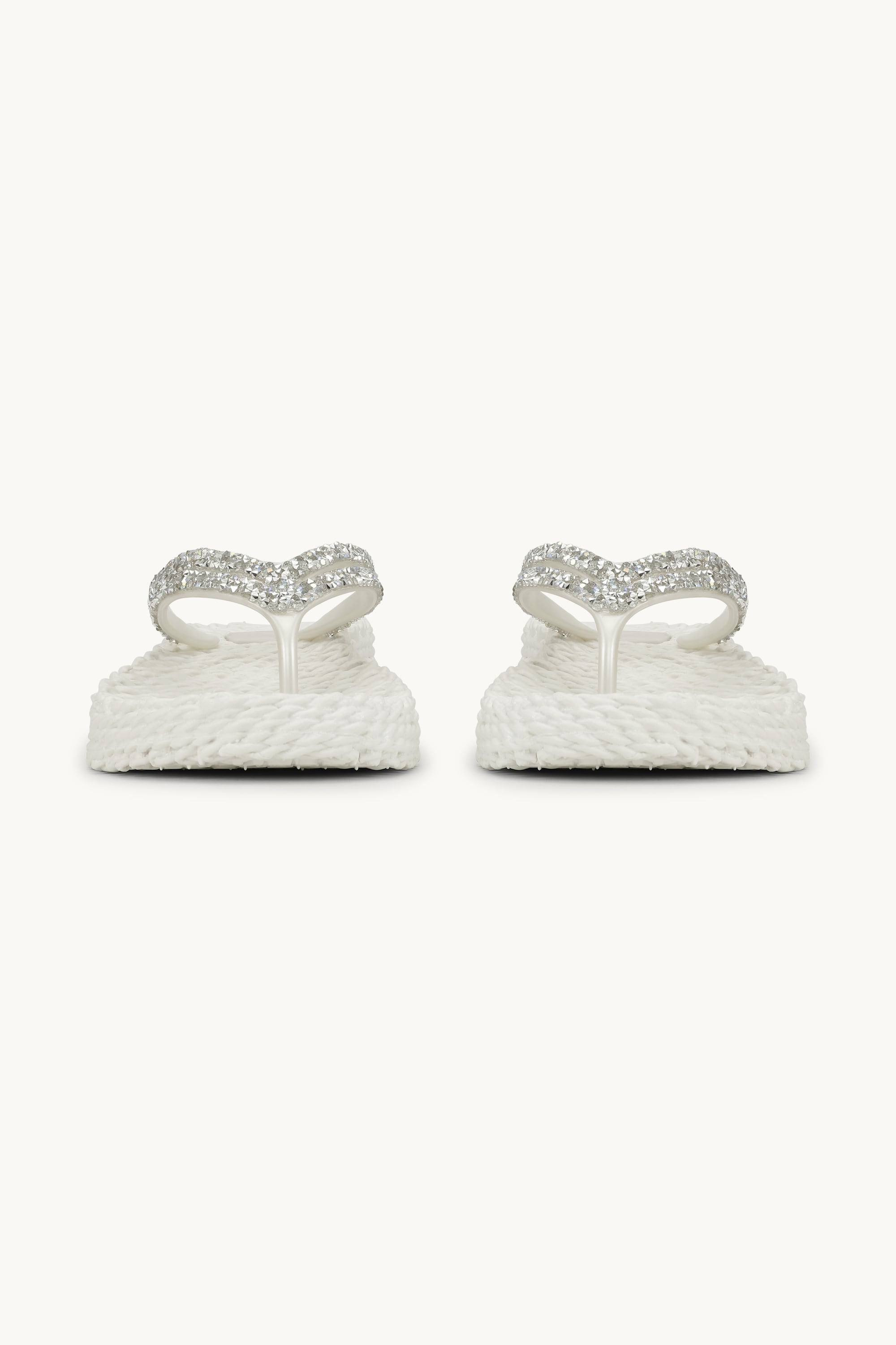 Platform Flip-flops Glitter Stones - Creme