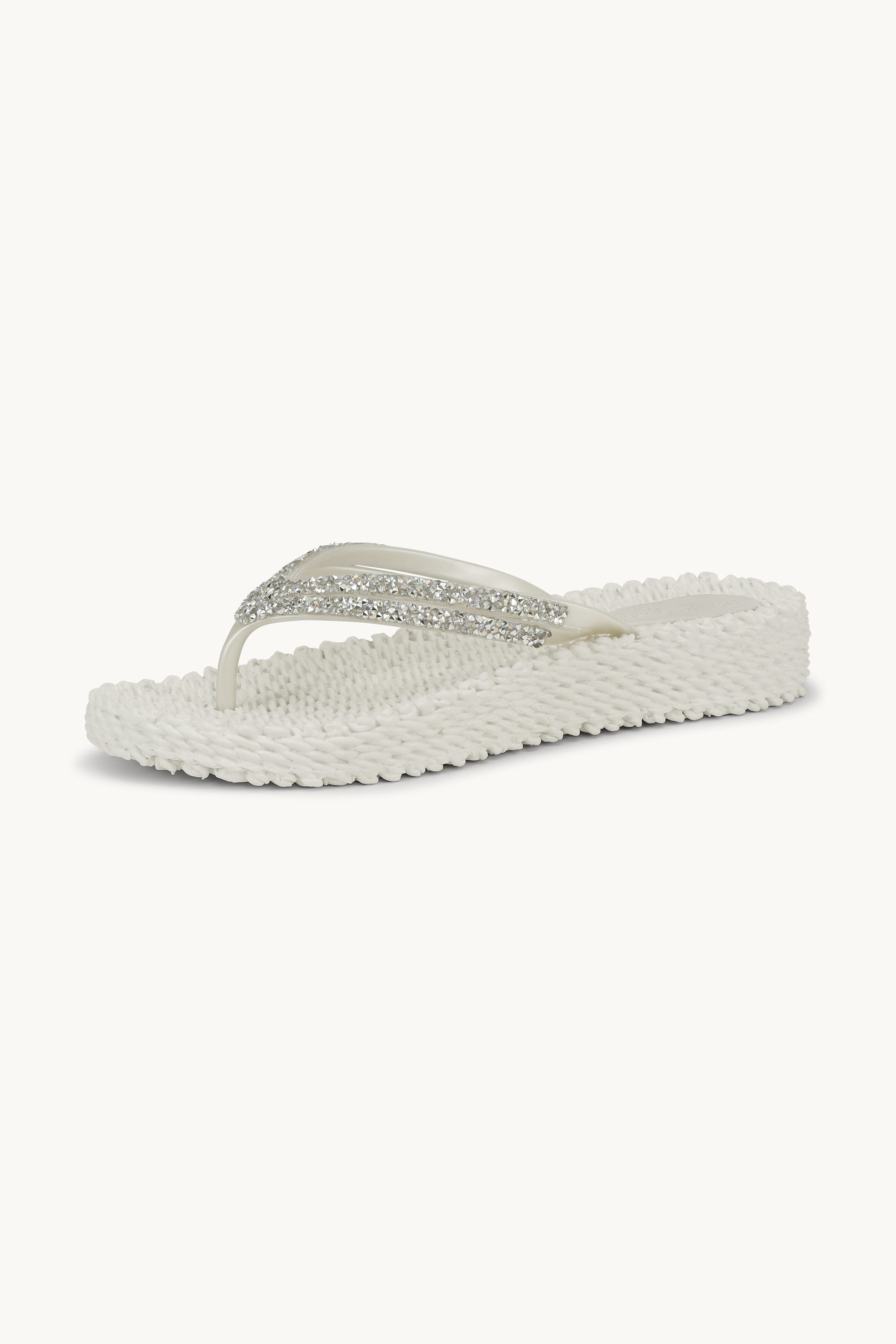 Platform Flip-flops Glitter Stones - Creme