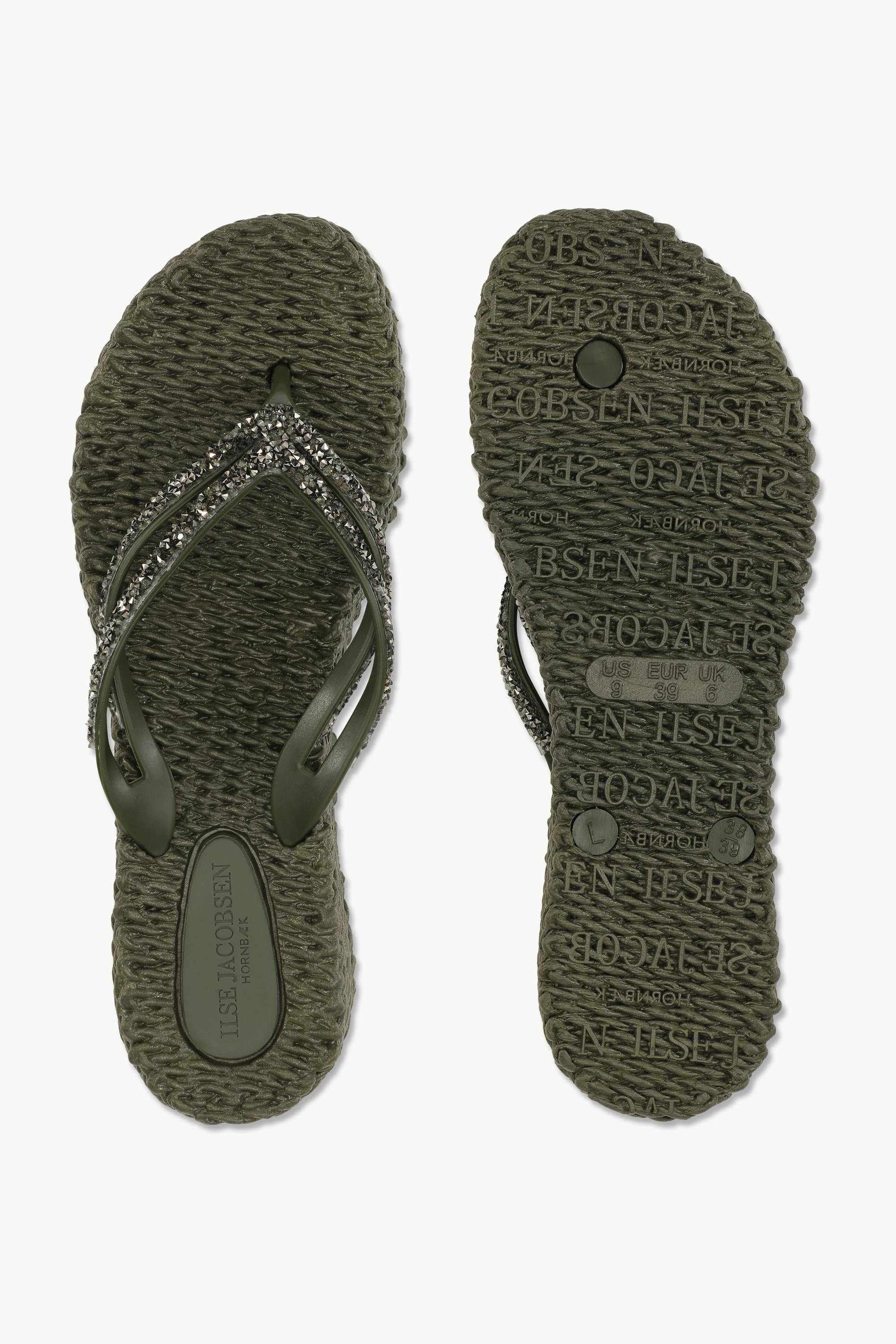 Platform Flip-flops Glitter Stones - Army
