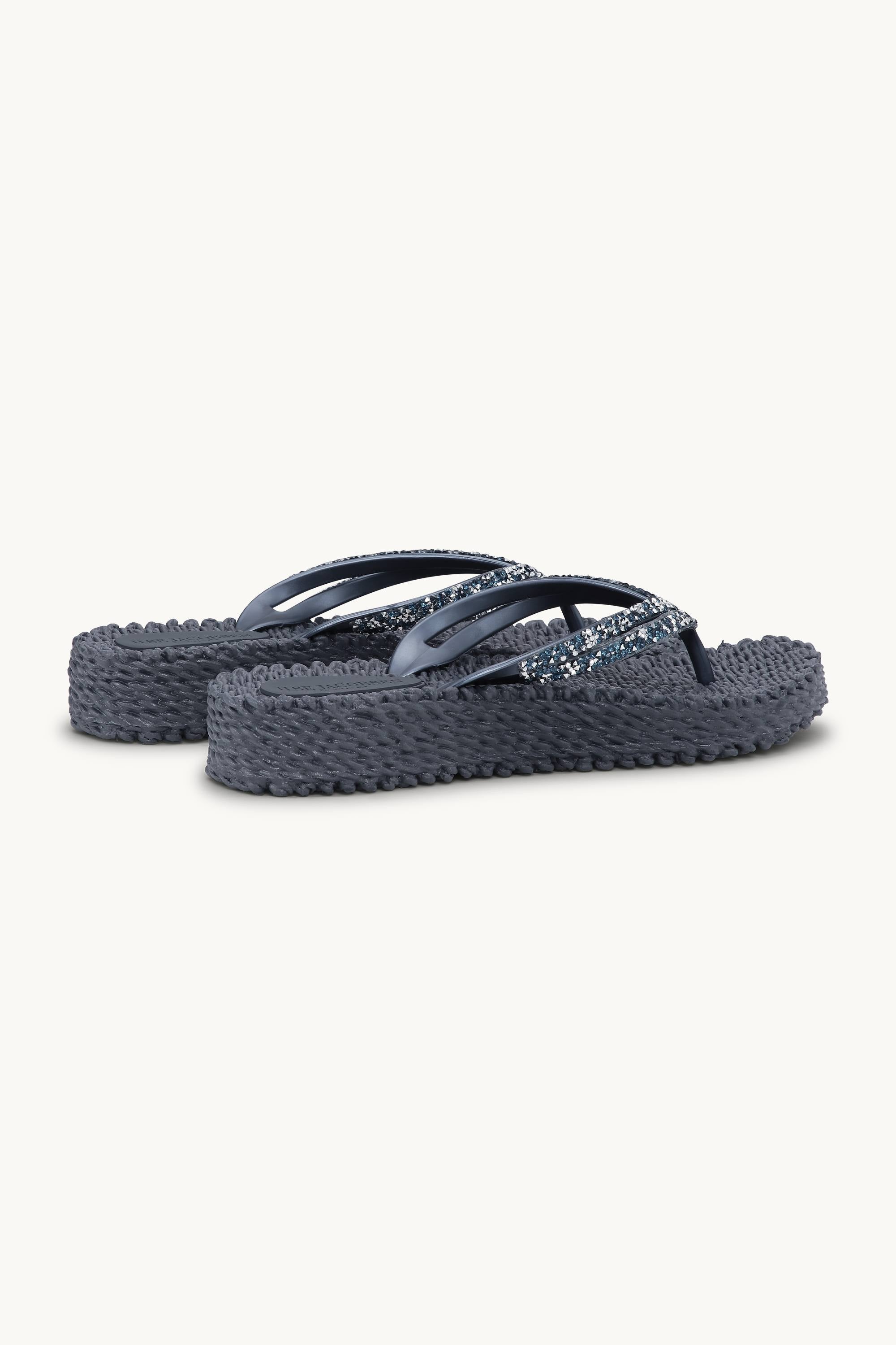 Platform Flip-flops Glitter Stones - Ombre Blue