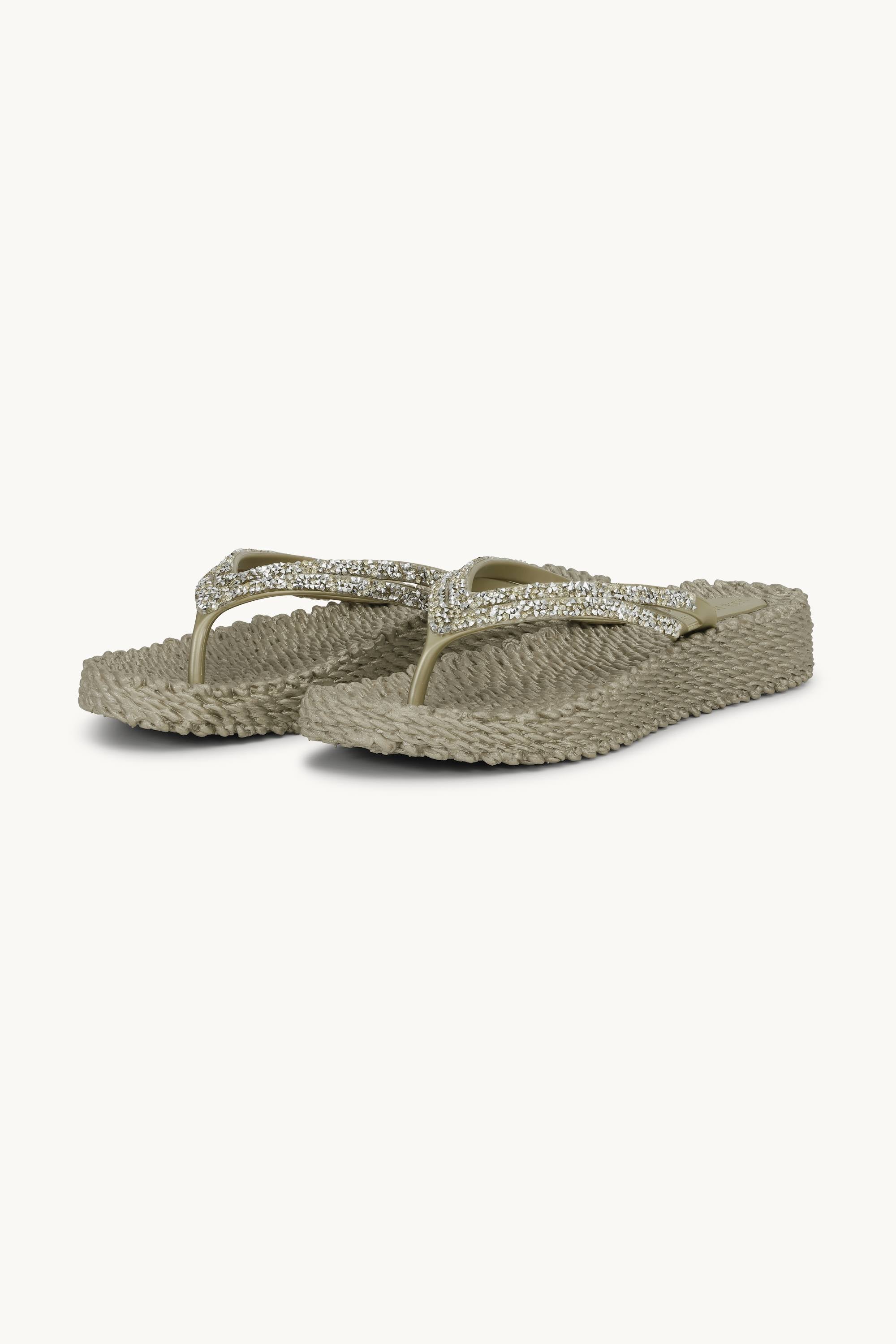 Platform Flip-flops Glitter Stones - Platin
